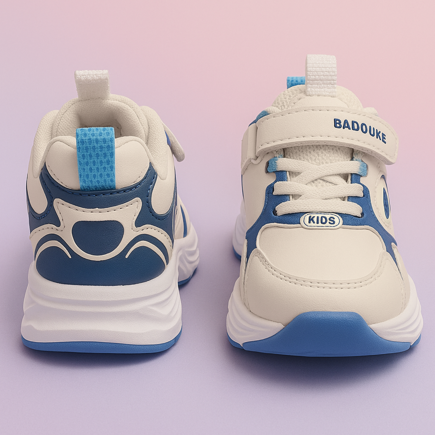 Smile Baby Boys Sports Sneakers – Blue & Beige Lightweight Running Shoes