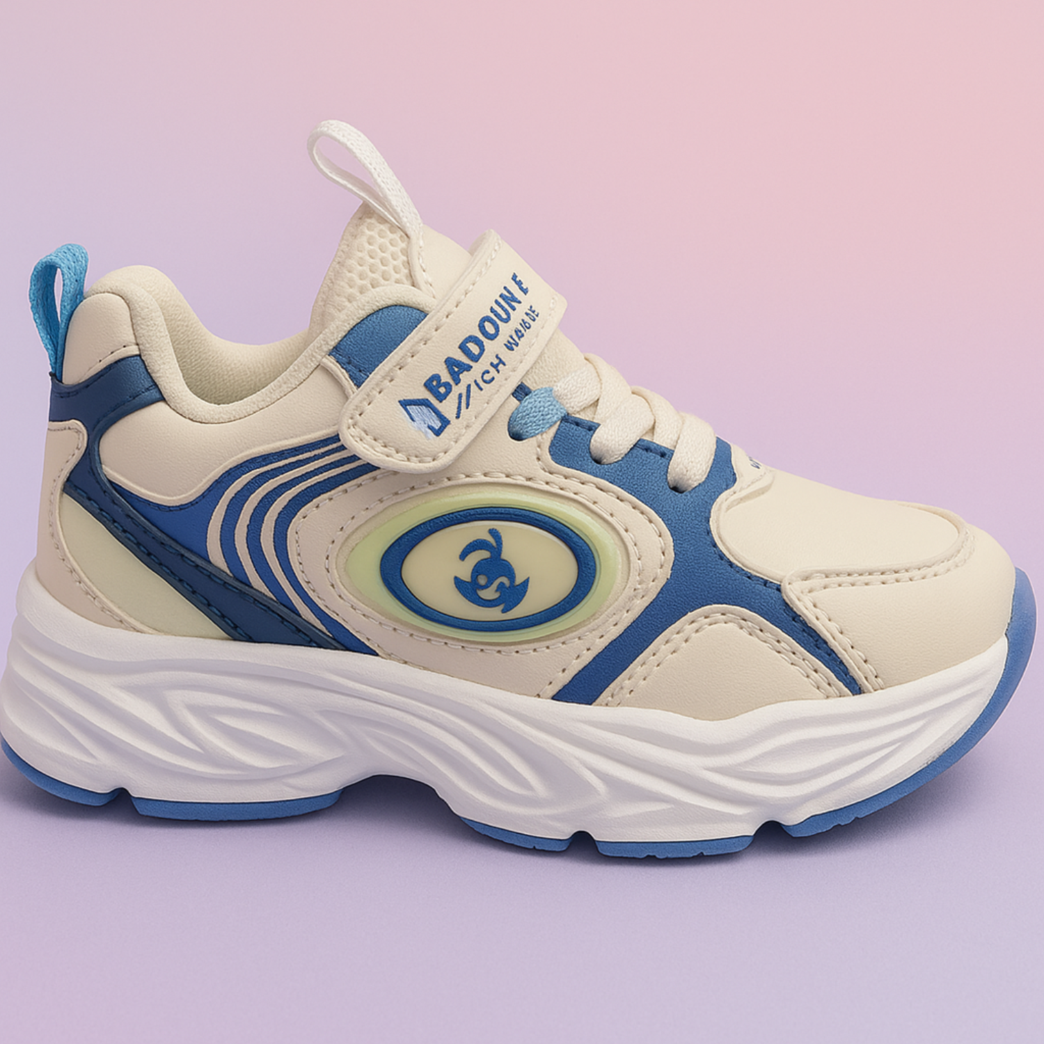 Smile Baby Boys Sports Sneakers – Blue & Beige Lightweight Running Shoes