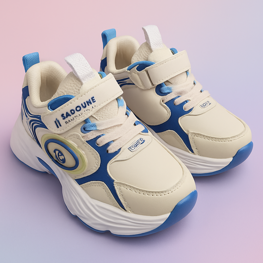 Smile Baby Boys Sports Sneakers – Blue & Beige Lightweight Running Shoes