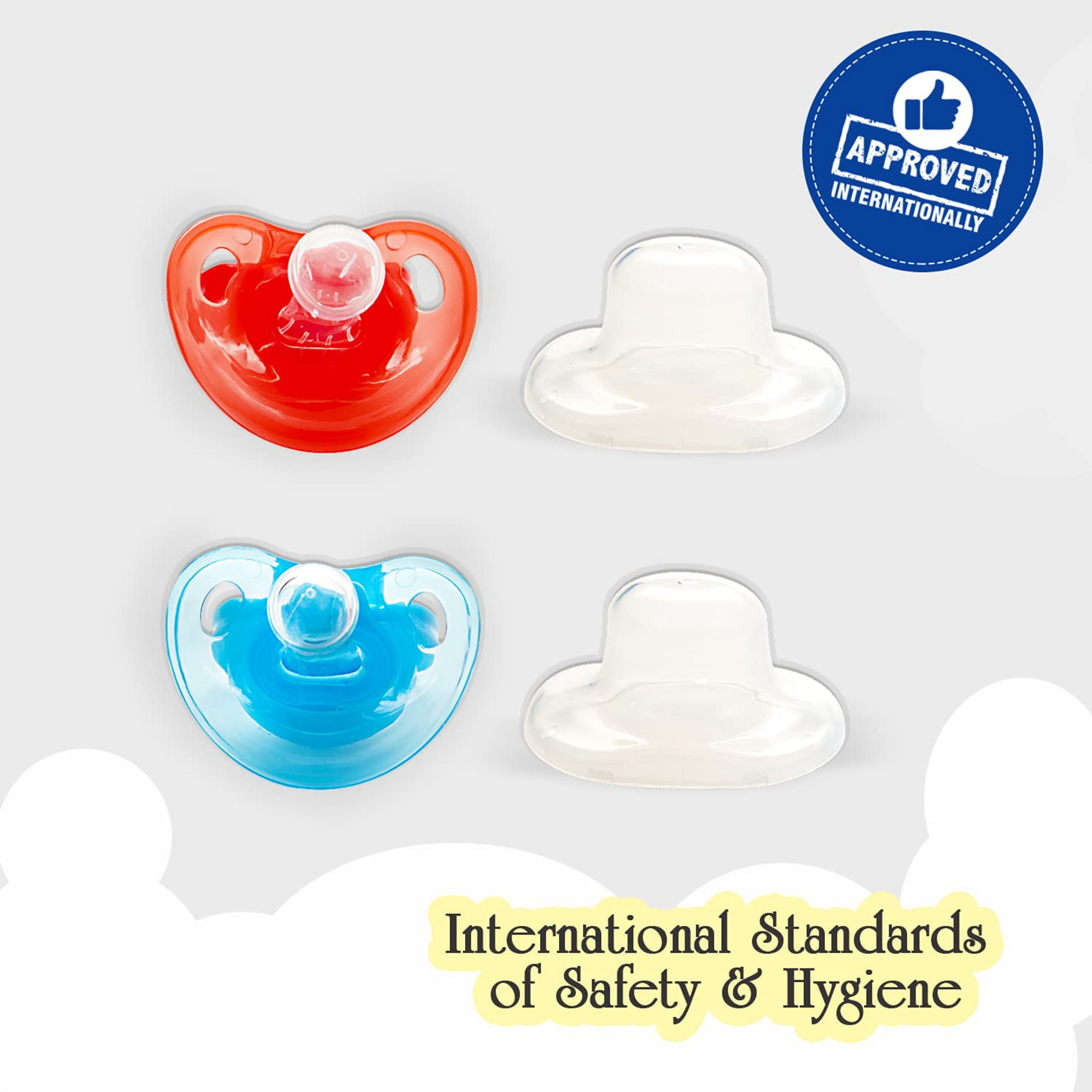 Mee Mee Baby Pacifier Ultra Light Soft Silicone Nipple| BPA Free | Oral stimulatory | Teether | Pack of 2 | 0-6 months + Kids (Blue/Red)