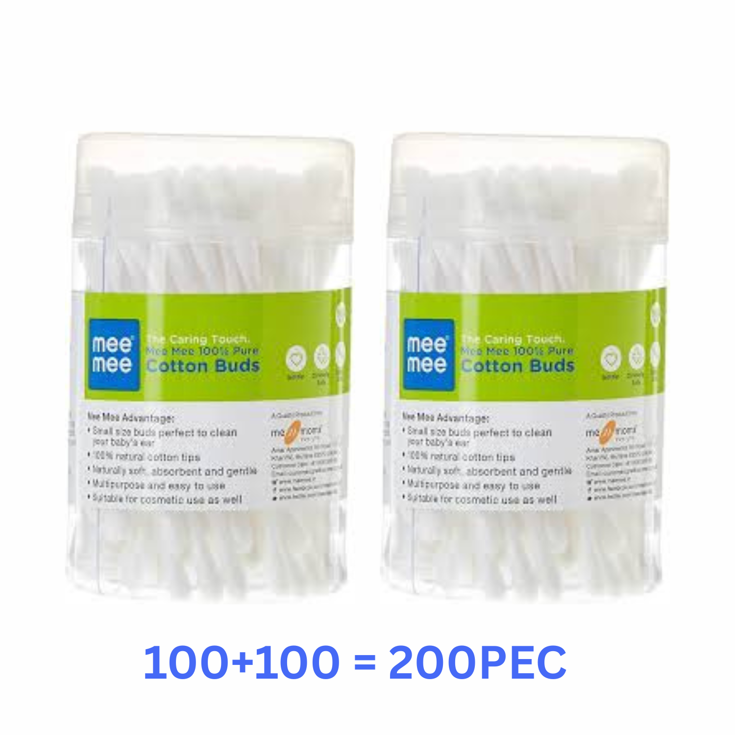 Mee Mee Cotton Ear Buds | 100% Pure Cotton Buds | 200PCS | PACK OF 100X2