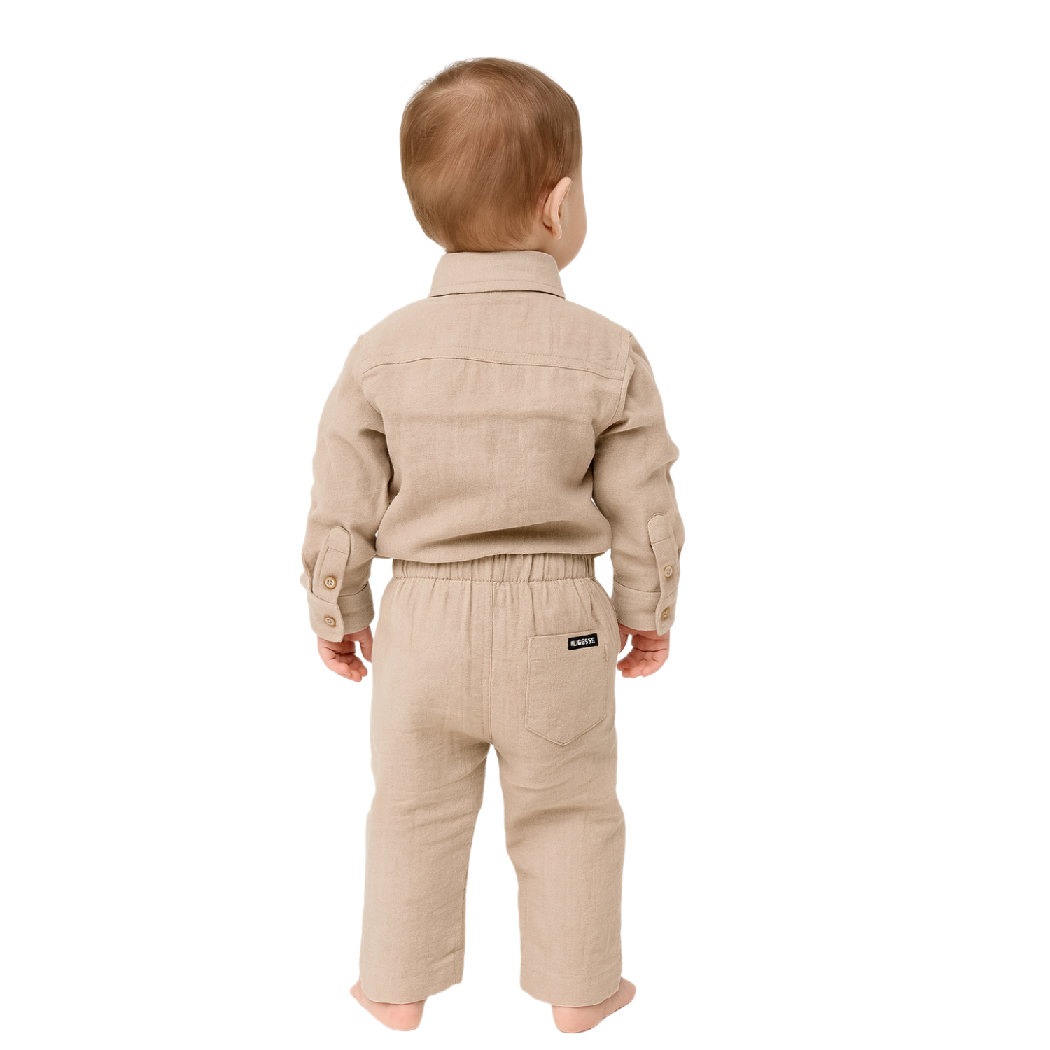 GUSTO Baby Boys Premium Cotton Set – Shirt & Pant Outfit (Fawn, Olive & White | 6 Months–3 Years)
