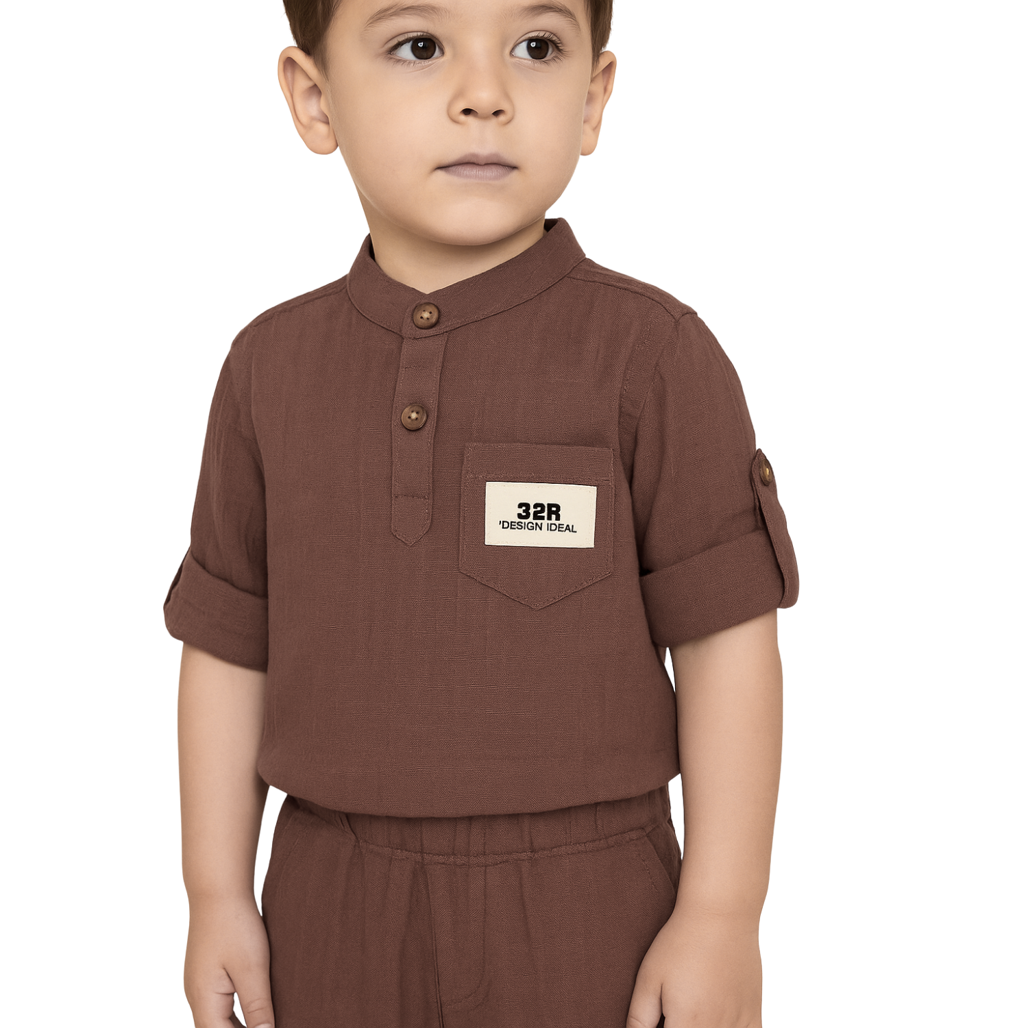 GUSTO Boys Cotton Kurta Pajama Set – Fawn, Brown, Cream & P. Green | Ages 6M–3Y