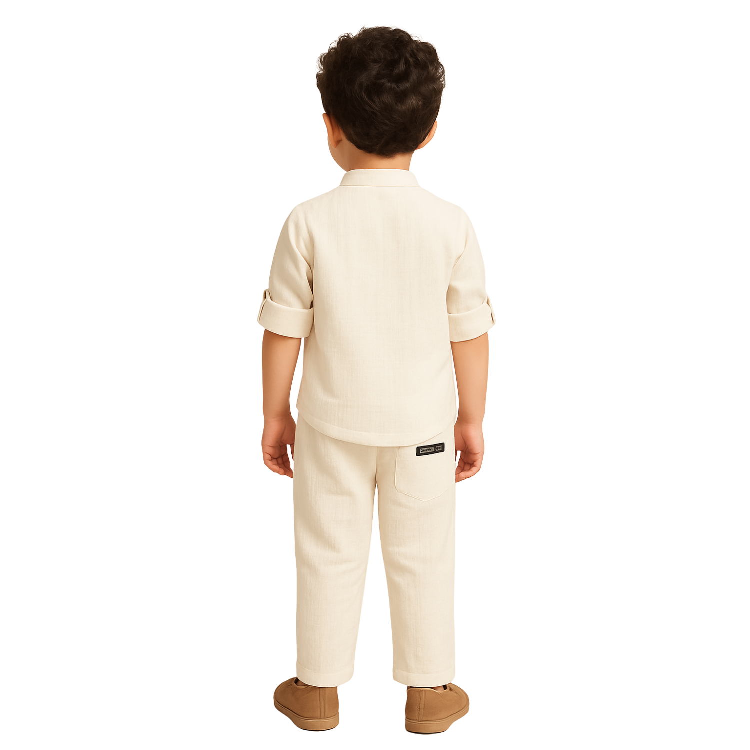 GUSTO Boys Cotton Kurta Pajama Set – Fawn, Brown, Cream & P. Green | Ages 6M–3Y