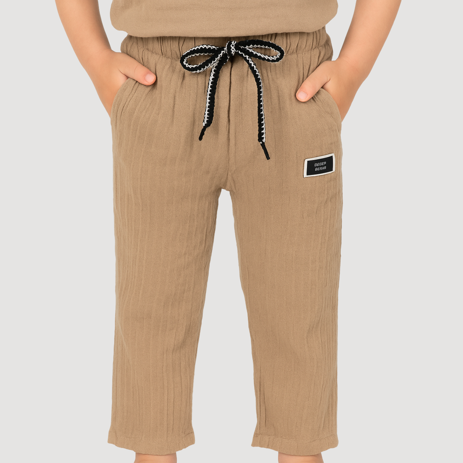 GUSTO Boys Cotton Kurta Pajama Set – Fawn, Brown, Cream & P. Green | Ages 6M–3Y