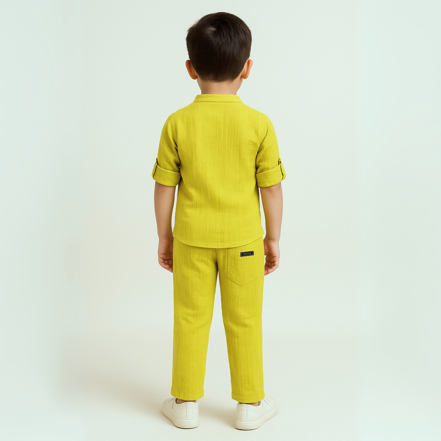 GUSTO Boys Cotton Kurta Pajama Set – Fawn, Brown, Cream & P. Green | Ages 6M–3Y