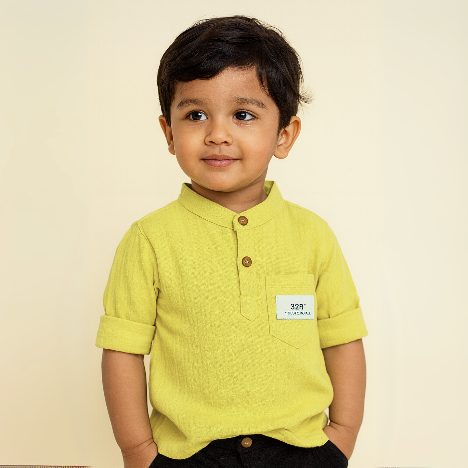 GUSTO Boys Cotton Kurta Pajama Set – Fawn, Brown, Cream & P. Green | Ages 6M–3Y