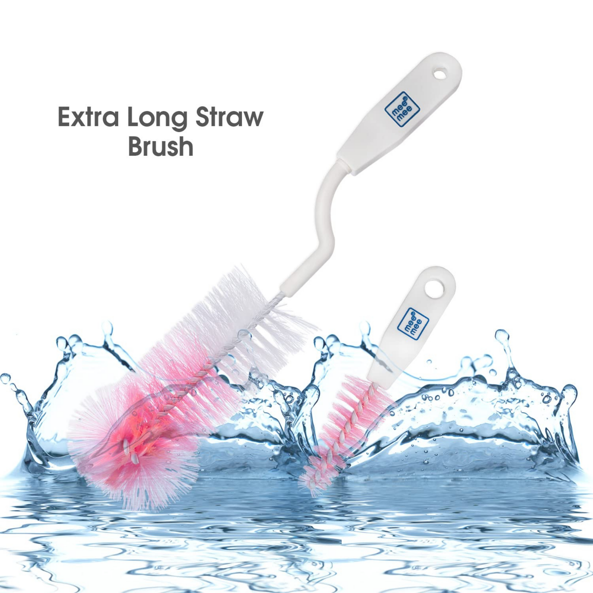 Mee Mee 360° Movable Nylon Bristle Baby Feeding Bottle & Nipple Cleaning Brush | Ergonomic Handle | Easy to Clean Bottle Corners for Narrow Neck & Wide Neck | BPA Free, Easy Hanging Storage | Pink