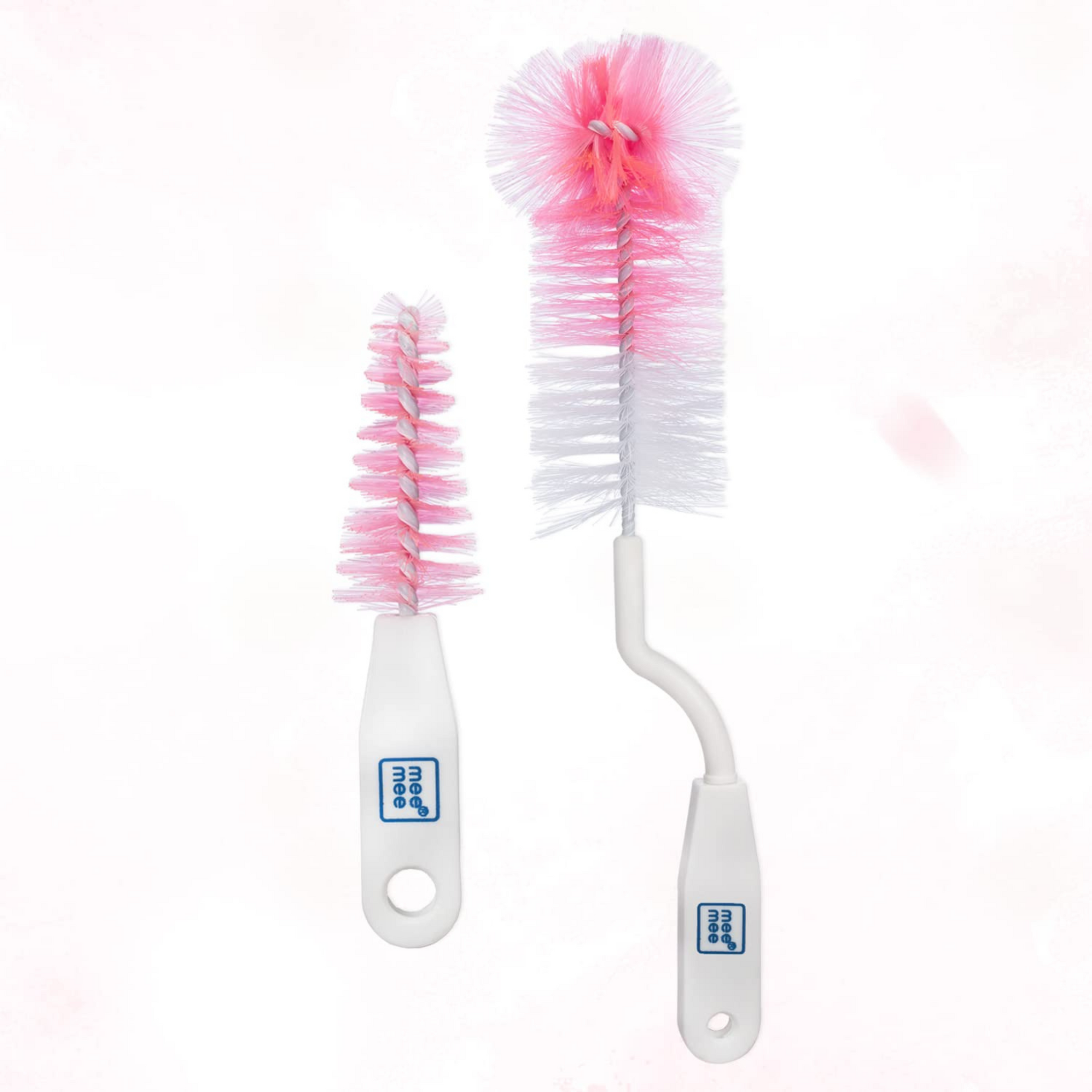 Mee Mee 360° Movable Nylon Bristle Baby Feeding Bottle & Nipple Cleaning Brush | Ergonomic Handle | Easy to Clean Bottle Corners for Narrow Neck & Wide Neck | BPA Free, Easy Hanging Storage | Pink