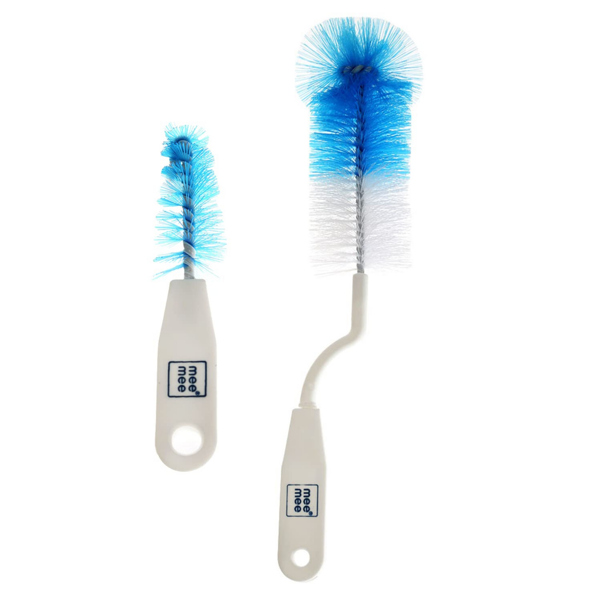 Mee Mee 360° Movable Nylon Bristle Baby Feeding Bottle & Nipple Cleaning Brush | Ergonomic Handle | Easy to Clean Bottle Corners for Narrow & Wide Neck | BPA Free Easy Hanging Storage (Dark Blue)
