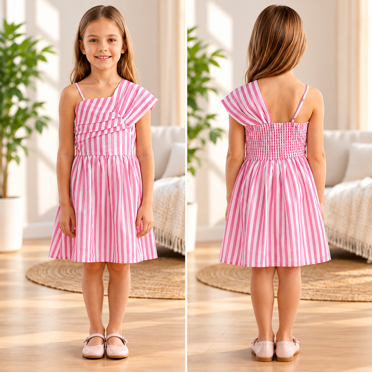 SMILE BABY girls striped one shoulder dress product image