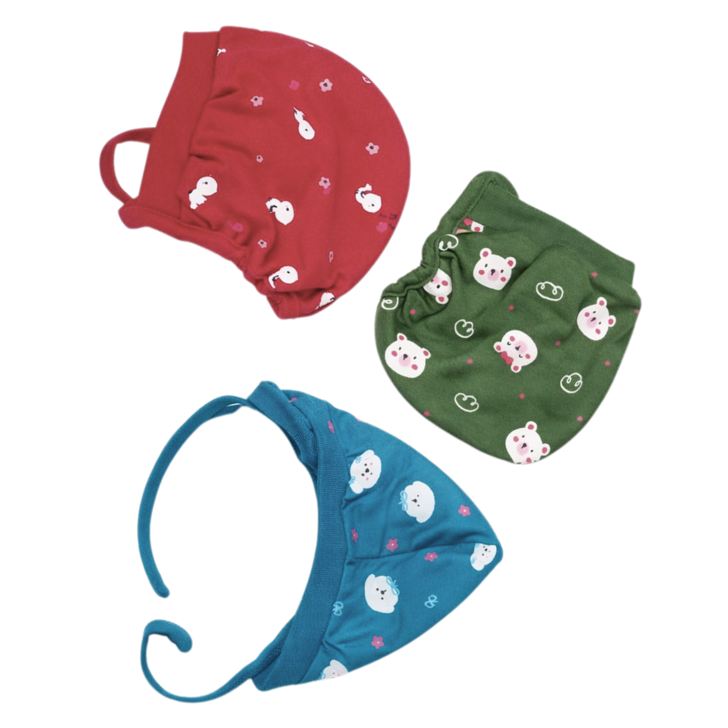 Smile Baby Newborn Cotton Caps – Soft Thermal Baby Caps with Chin Tie (Pack of 3, 0–12 Months)