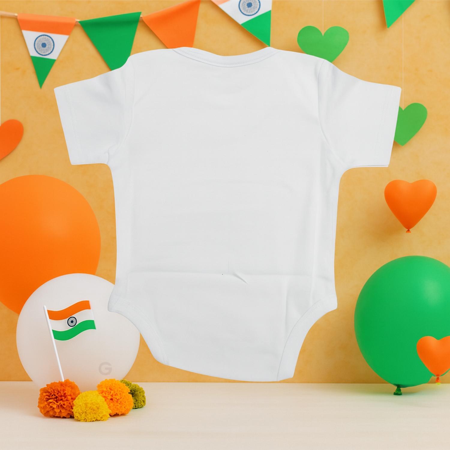 My First Independence Day Baby Romper – White | Unisex | NB–12 Months | Soft Cotton