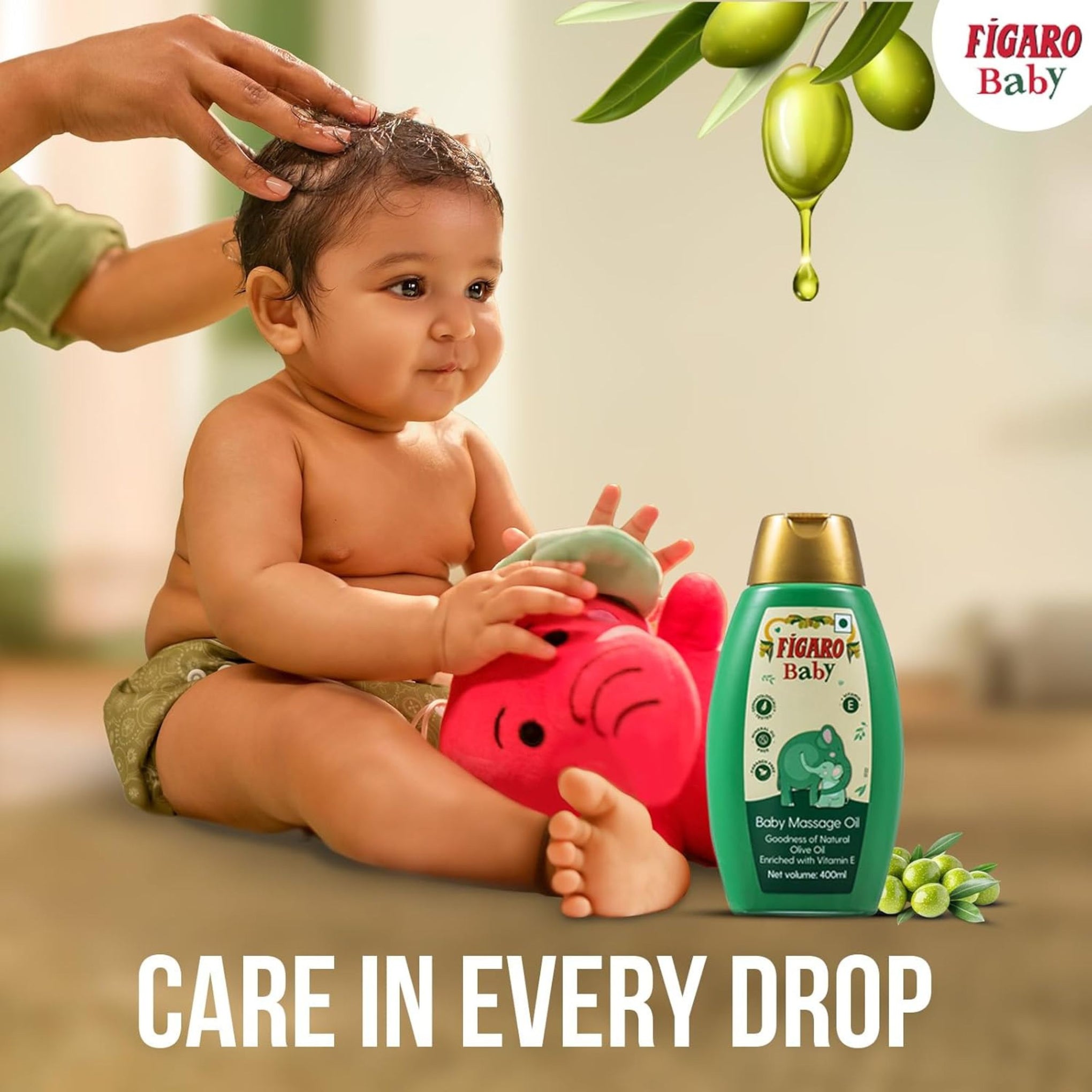 Figaro Baby Massage Oil with Natural Olive Oil & Vitamin E – Gentle Nourishment for Baby’s Skin (400 ml)