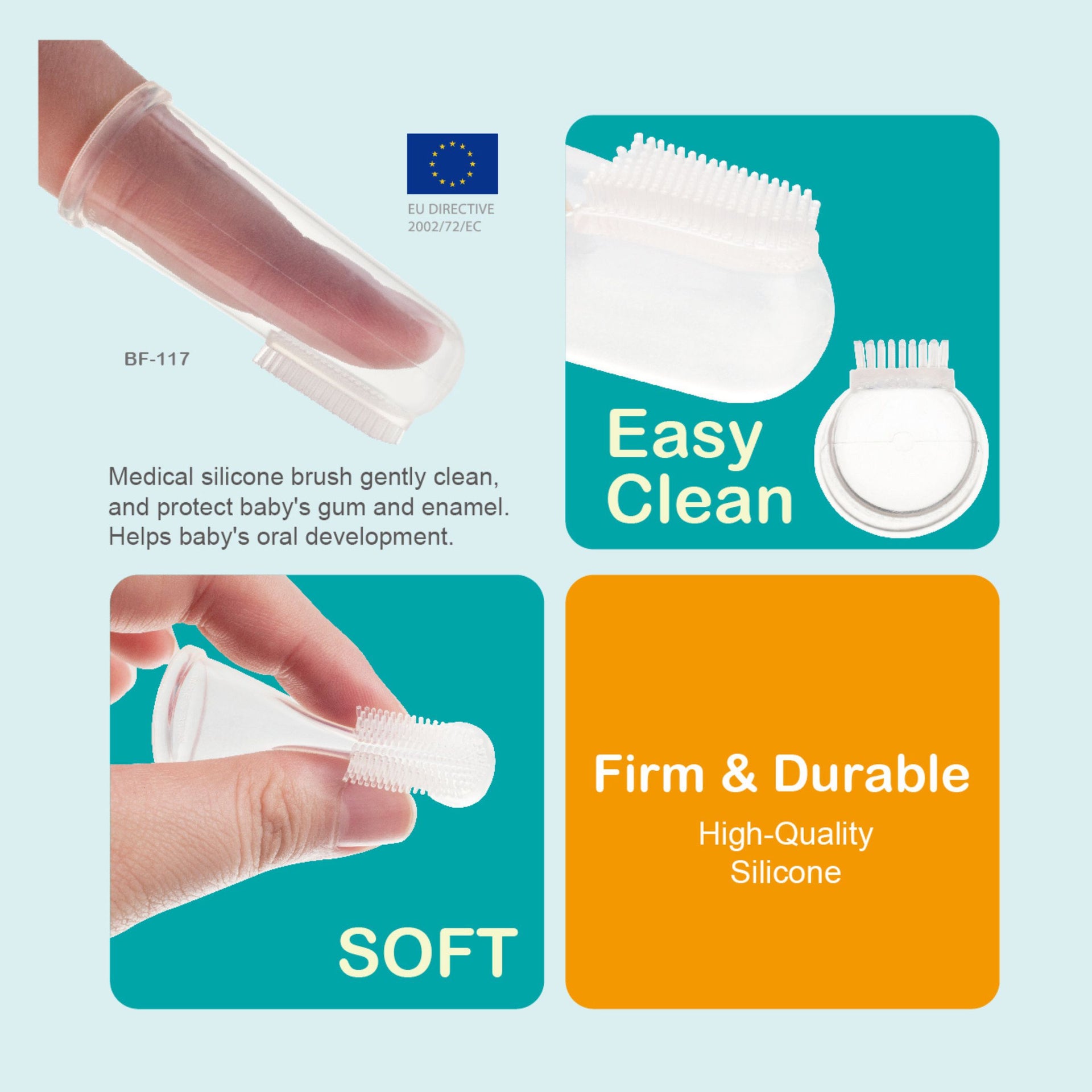 Farlin Finger Toothbrush Parents Set with Travel Case | Food-Grade Silicone | BPA-Free | Soft Gum Care for Babies | 0+ Months