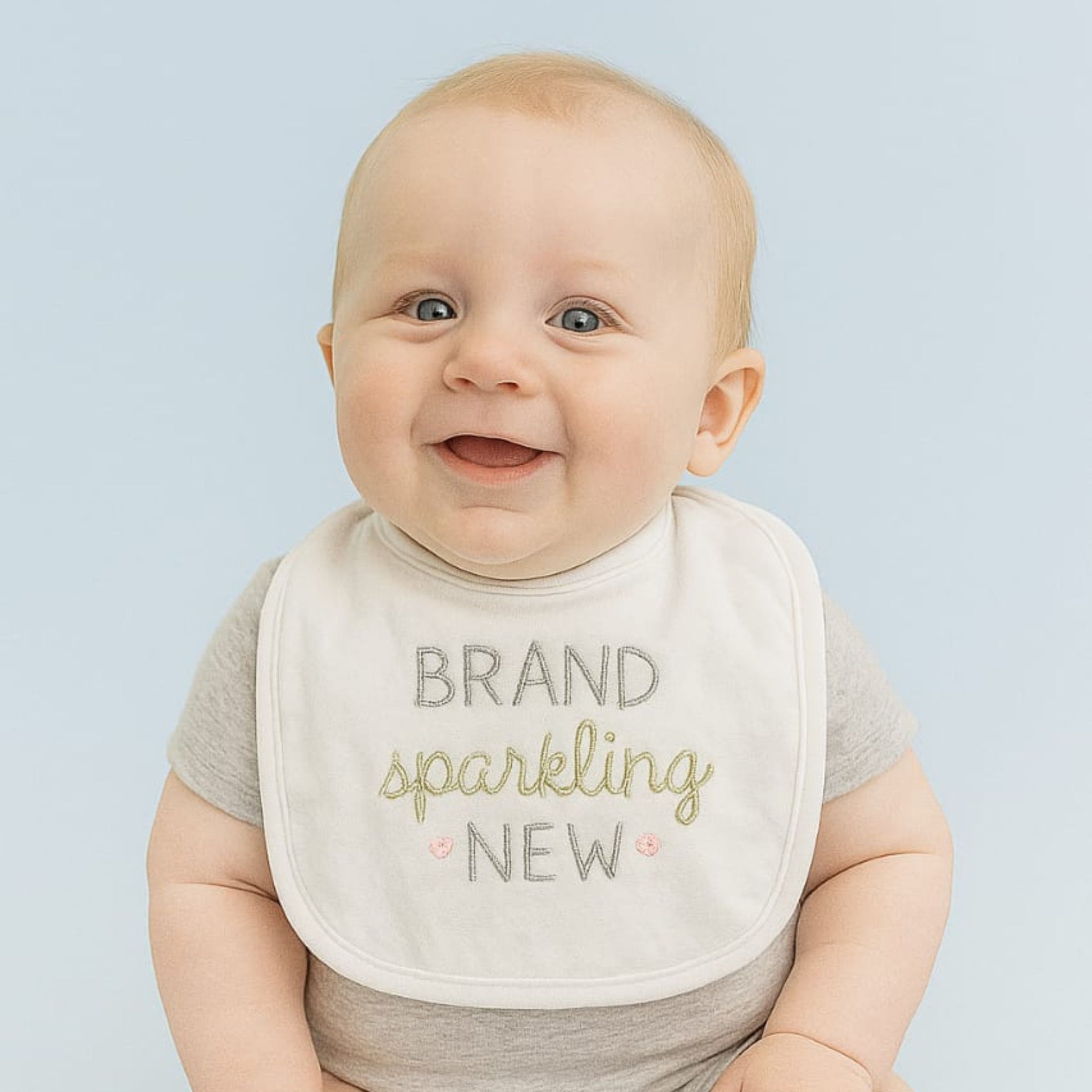 Smile Baby 3-Pack Soft Cotton Baby Bibs Set | Embroidered Feeding Bibs for Newborns | Gentle, Absorbent & Adjustable Velcro Closure