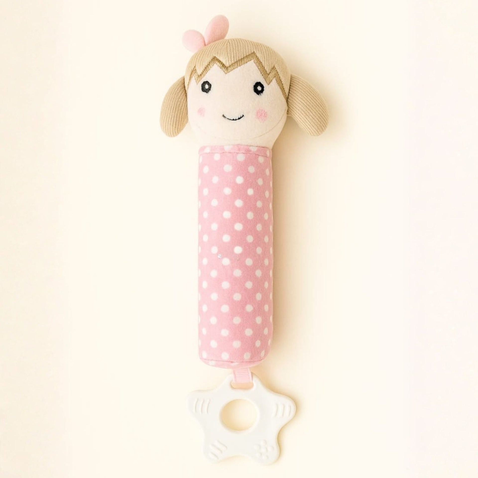 Smile Baby Soft Plush Hand Rattle with Teether for Babies | Cute Boy & Girl Design | Safe, Washable & Easy-to-Hold Toy for Newborns