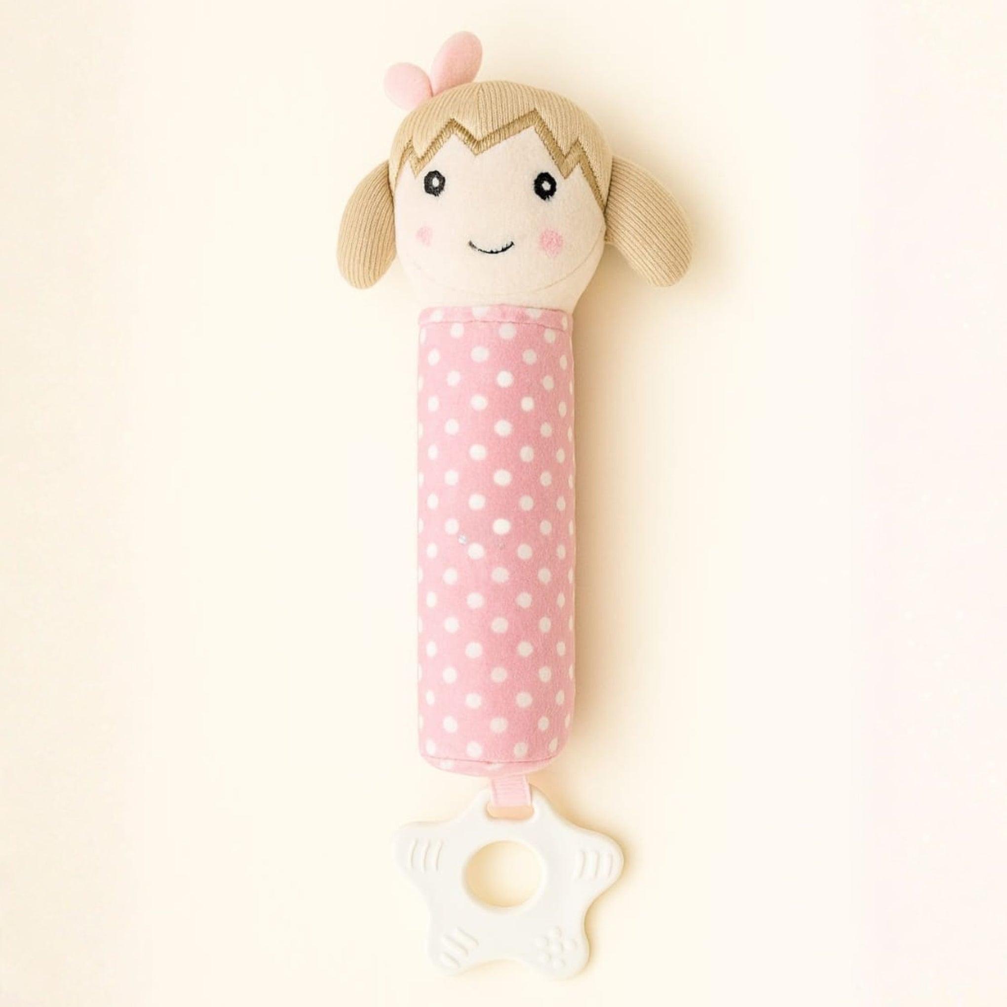 Smile Baby Soft Plush Hand Rattle with Teether for Babies | Cute Boy & Girl Design | Safe, Washable & Easy-to-Hold Toy for Newborns