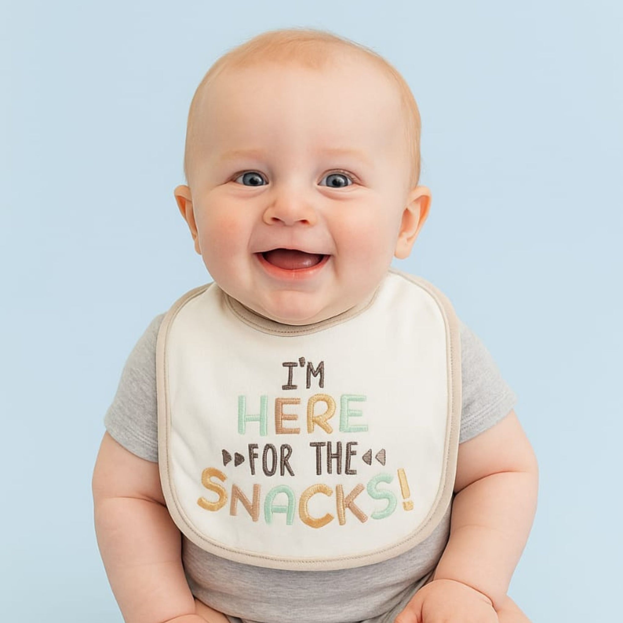 Smile Baby 3-Pack Soft Cotton Baby Bibs Set | Cute Embroidered Feeding Bibs with Funny Quotes | Absorbent & Adjustable Velcro Closure