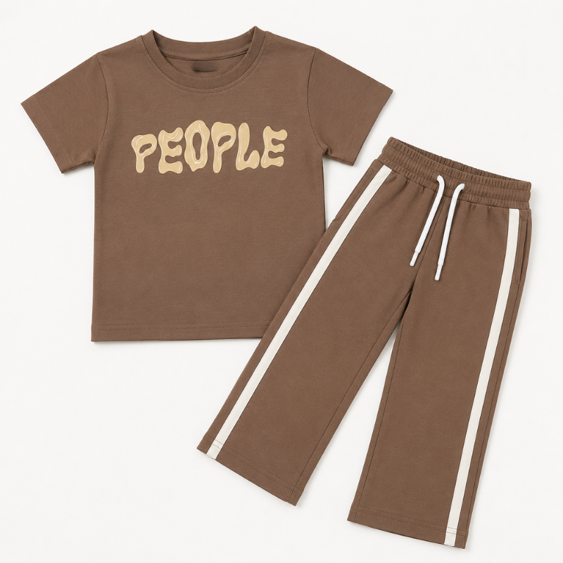 Girls PEOPLE T-Shirt & Striped Pant Set | Smile Baby