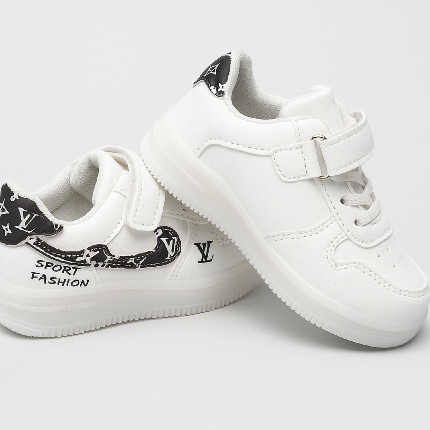 Smile Baby Boys White & Black LED Sneakers – Sporty Light-Up Shoes