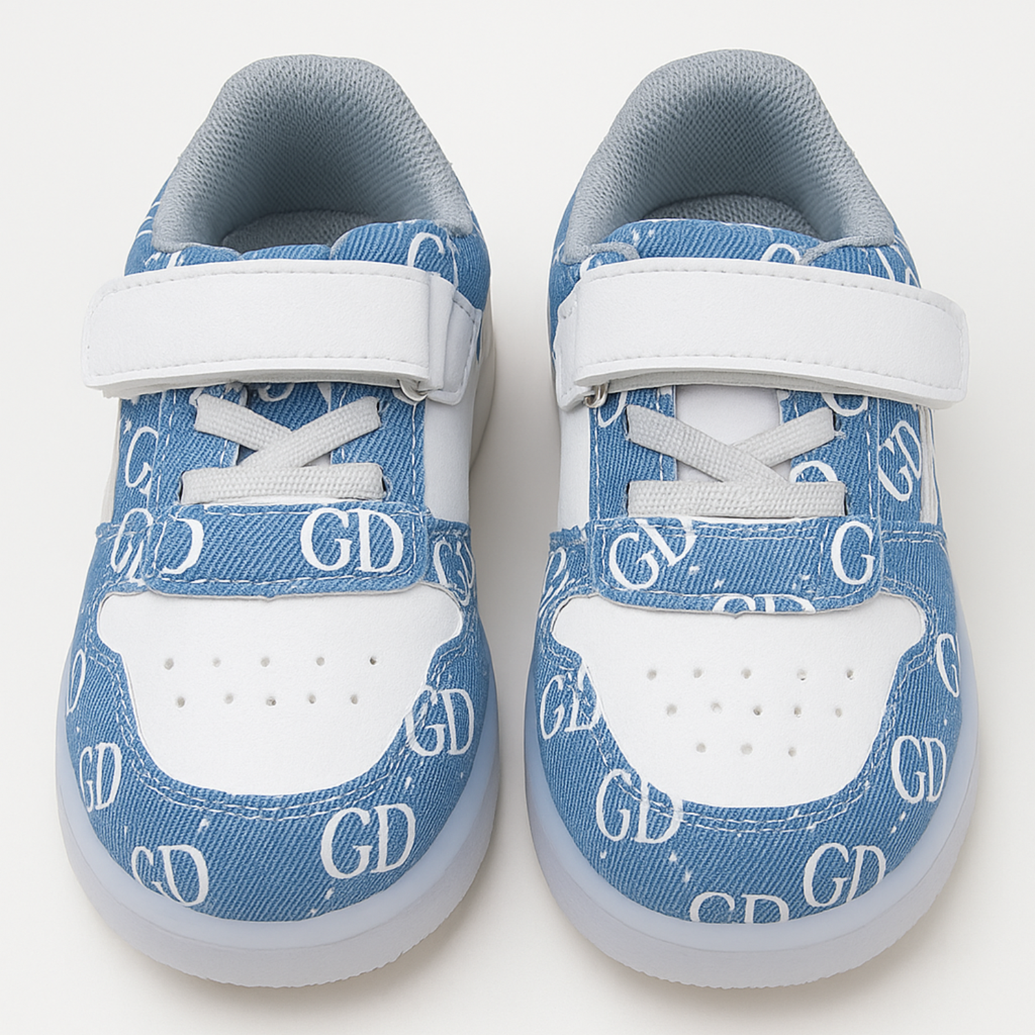 Smile Baby Kids Denim Print LED Sneakers with Velcro Strap