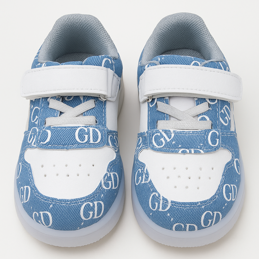Smile Baby Kids Denim Print LED Sneakers with Velcro Strap