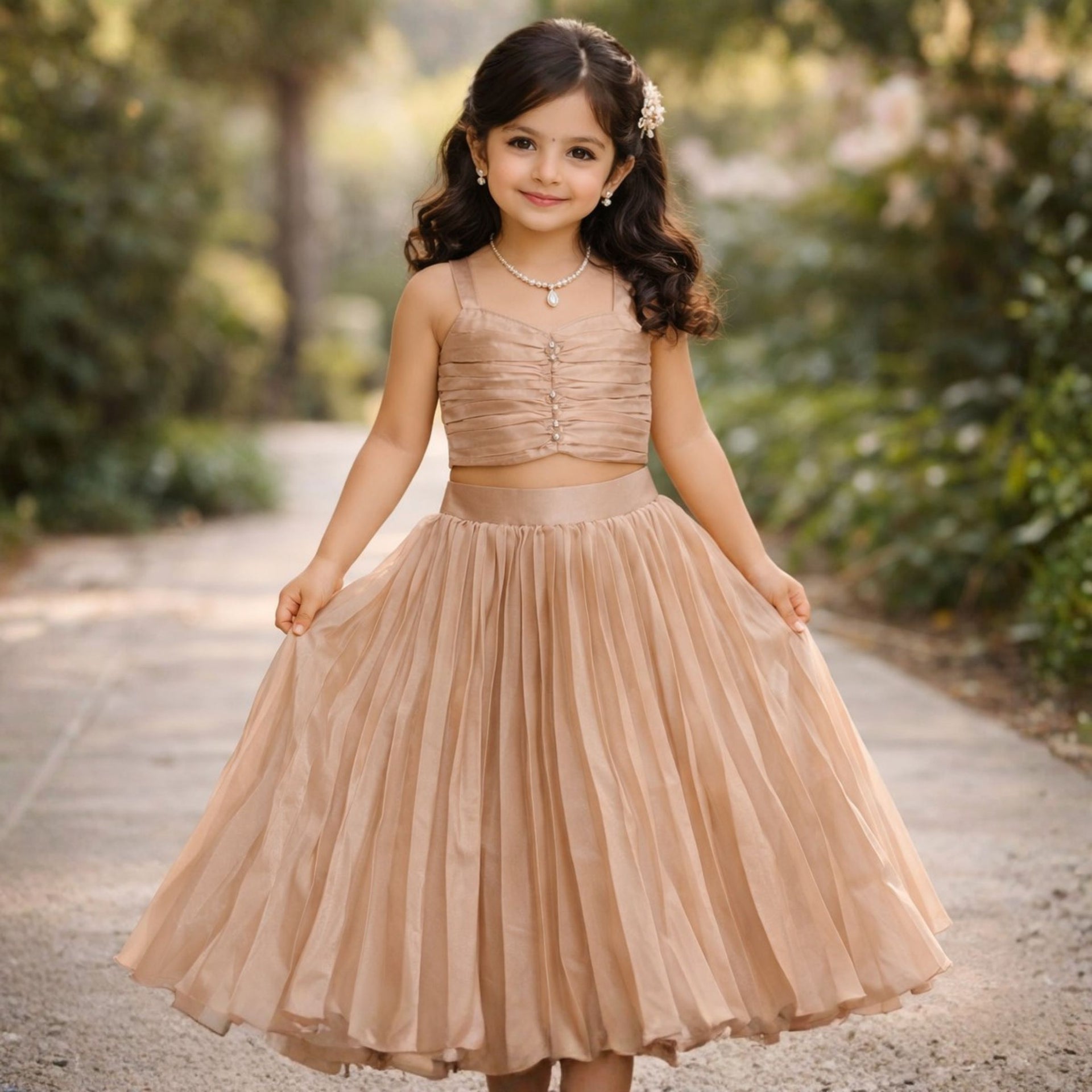 MISHA Girls Top Choli Set with Embellished Jacket & Pleated Lehenga – Party Wear (3–12 Years)