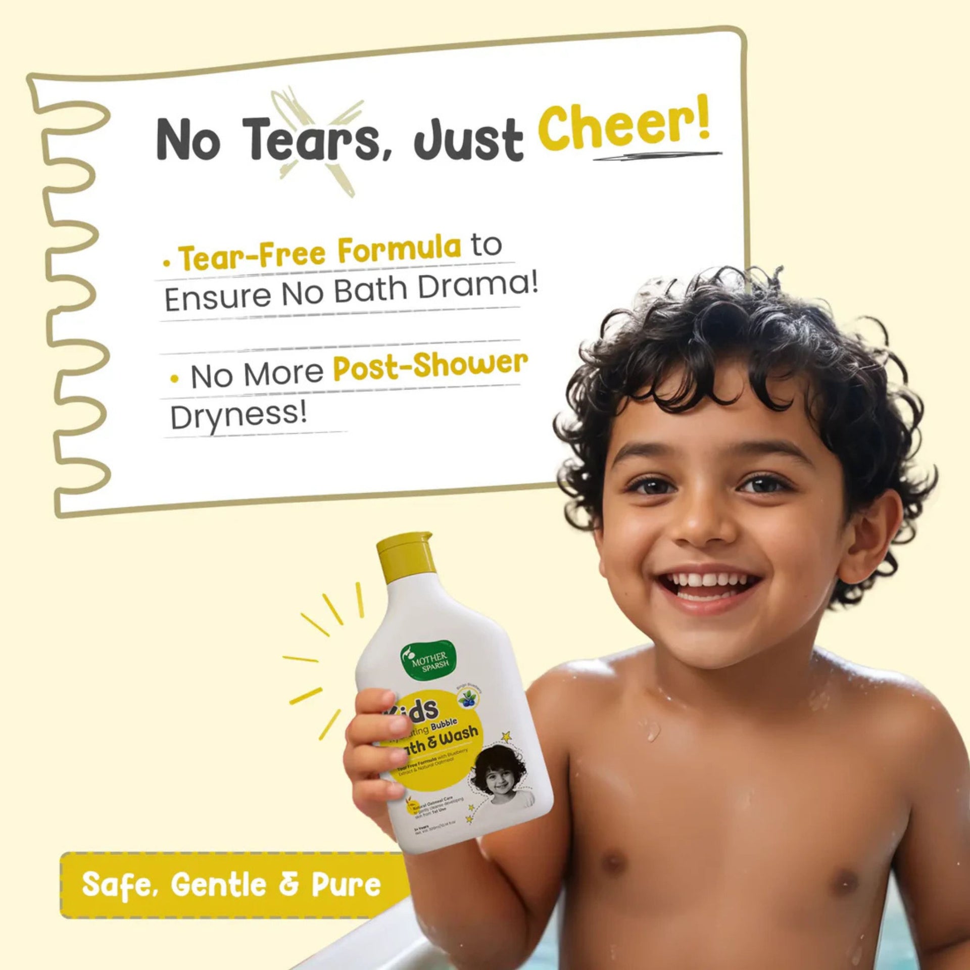 Mother Sparsh Kids Hydrating Bubble Bath & Wash – Tear-Free Formula with Blueberry & Natural Oatmeal