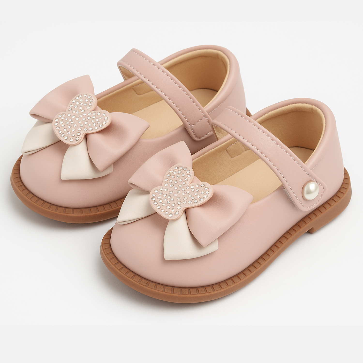 Smile Baby Girls Belly Shoes with Bunny Bow – Black & Pink | Party Wear