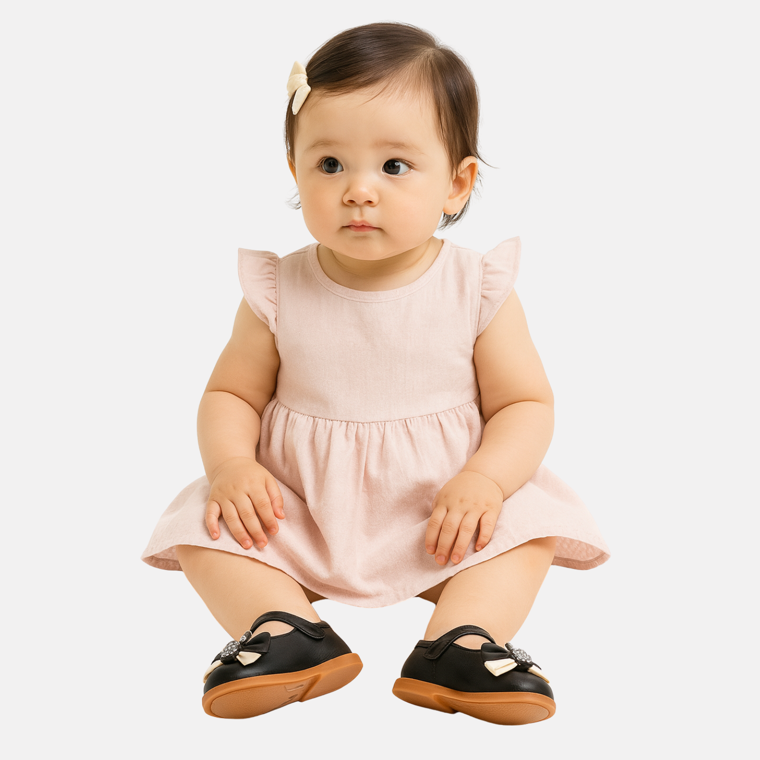 Smile Baby Girls Belly Shoes with Bunny Bow – Black & Pink | Party Wear