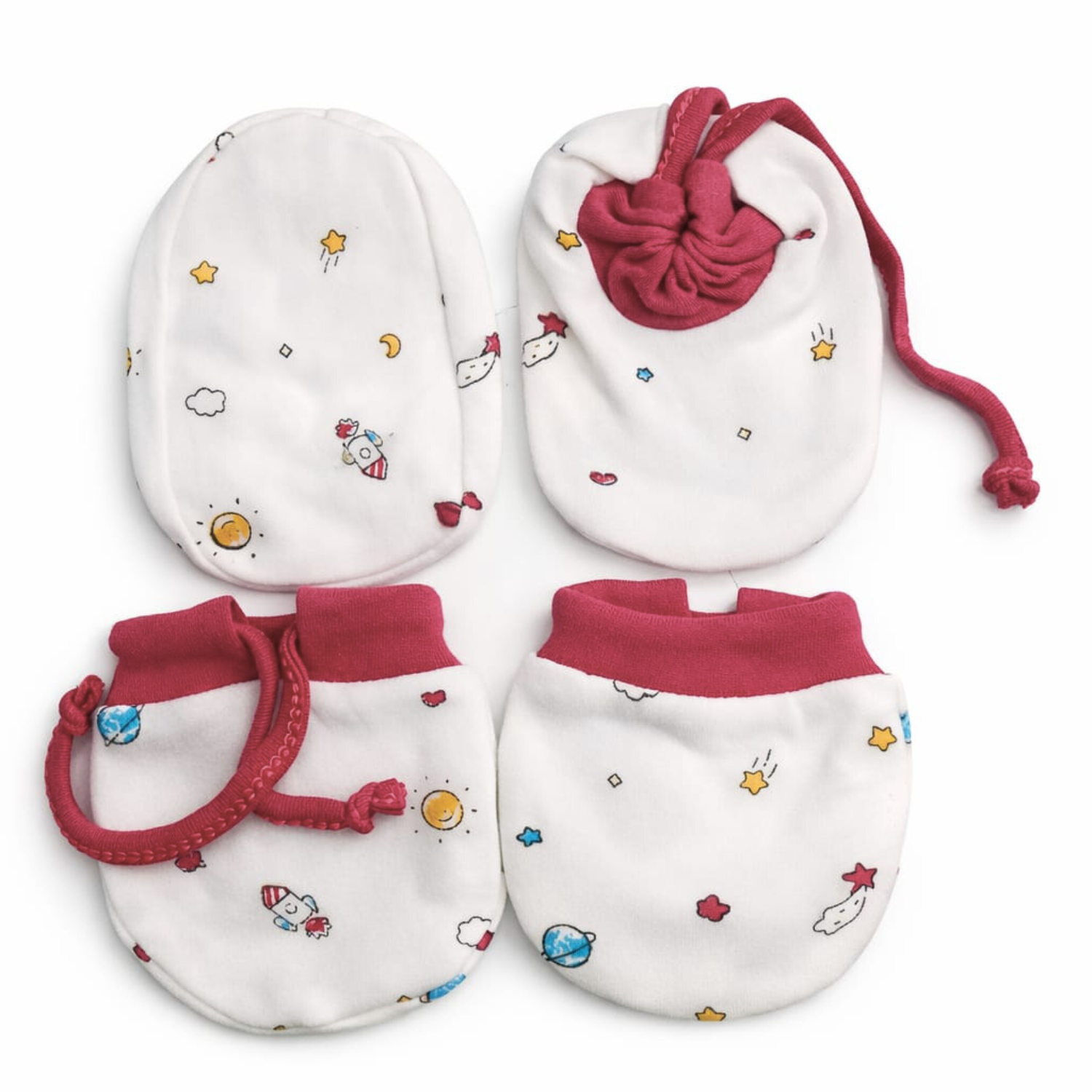 Smile Baby Newborn Mittens & Booties Set – Soft Cotton, Anti-Scratch & Warm Booties (0–12 Months, 6 Color Options)