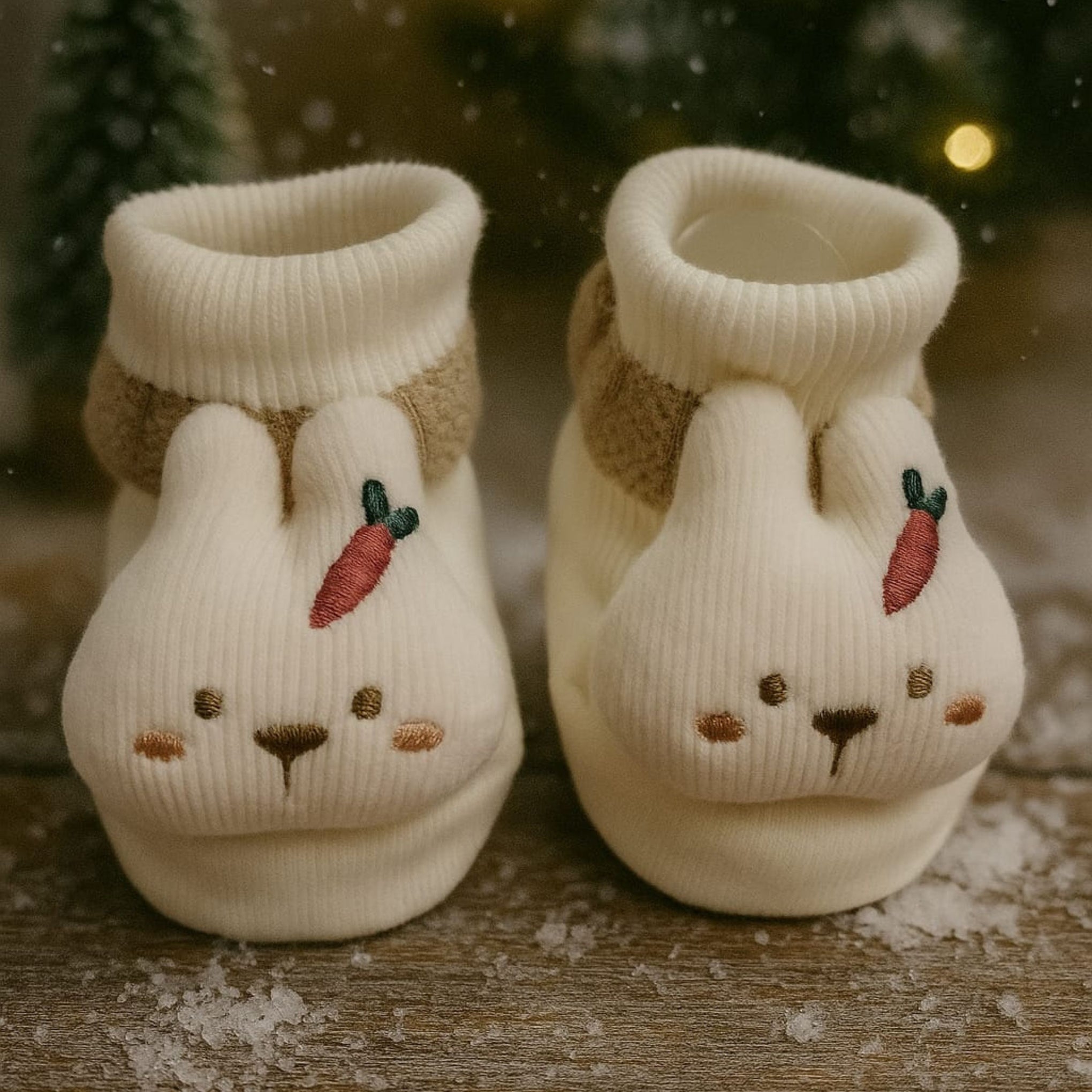 SMILE BABY New Born Baby Booties | Soft Knitted Cotton Booties with Star & Bunny Designs | Warm Winter Booties for Infants (0–12 Months) | Cozy & Cute Baby Shoes Pack of 2