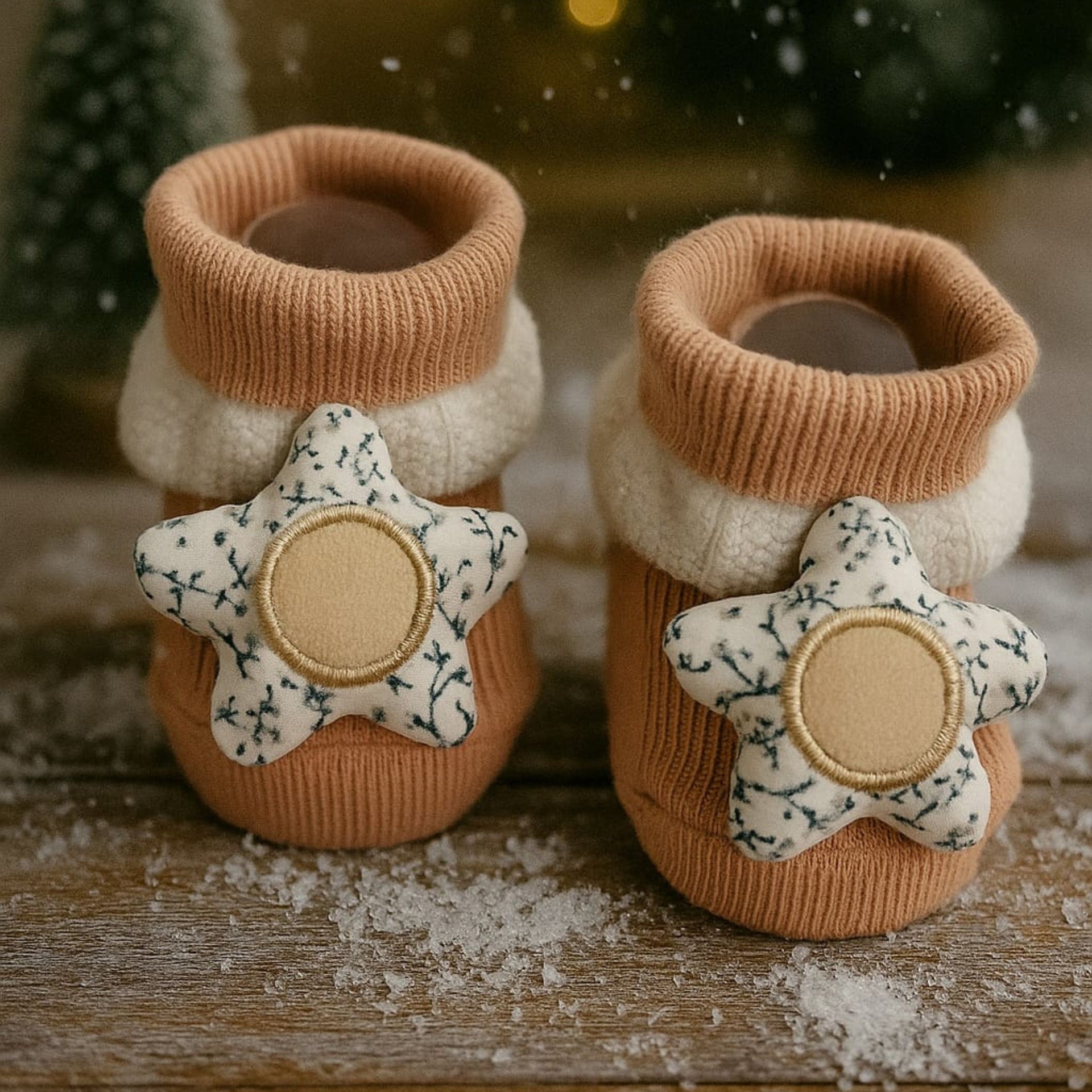 SMILE BABY New Born Baby Booties | Soft Knitted Cotton Booties with Star & Bunny Designs | Warm Winter Booties for Infants (0–12 Months) | Cozy & Cute Baby Shoes Pack of 2