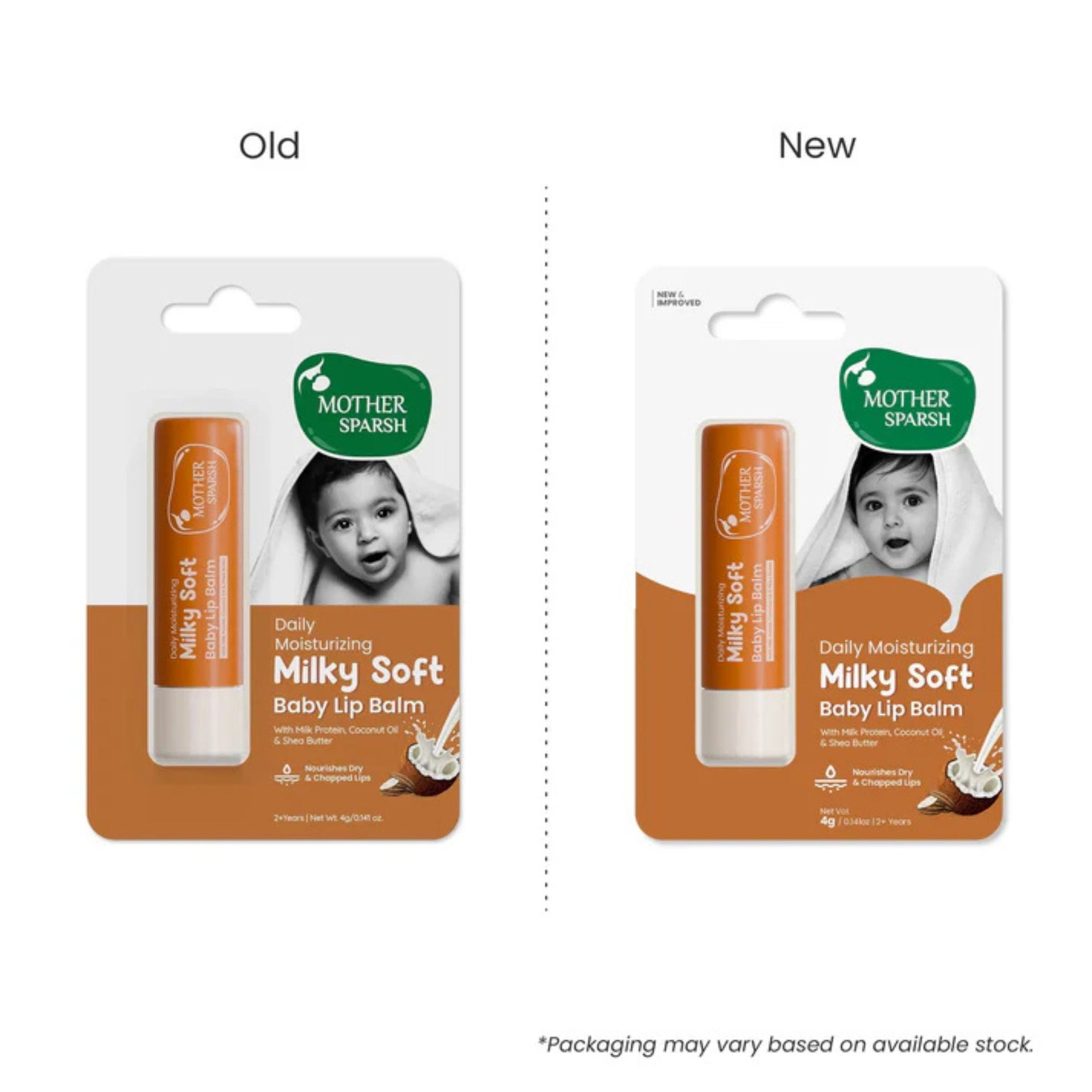 Mother Sparsh Milky Soft Baby Lip Balm 4g | Daily Moisturizing Lip Care for Babies & Kids | With Milk Protein, Coconut Oil & Shea Butter | Nourishes Dry & Chapped Lips