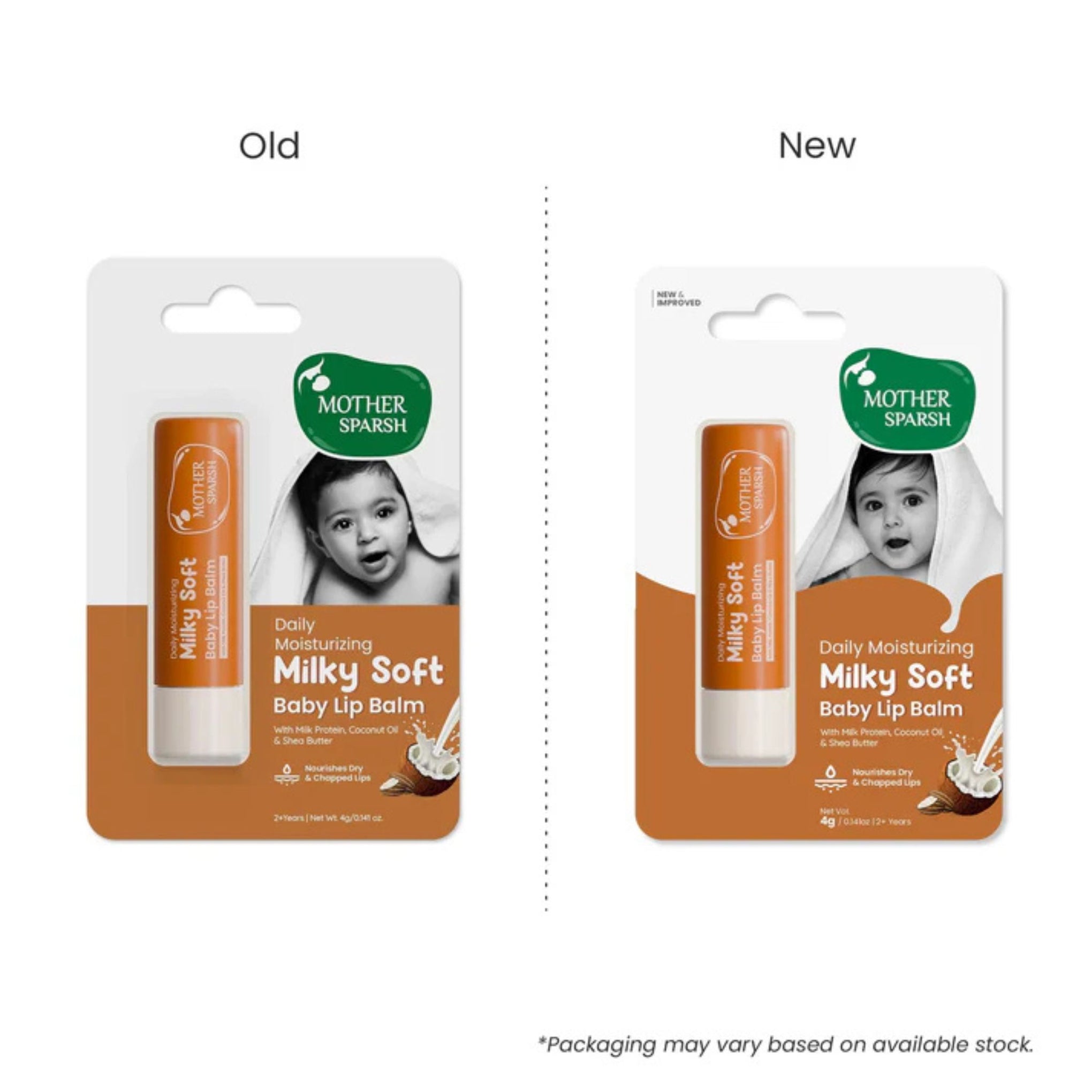 Mother Sparsh Milky Soft Baby Lip Balm 4g | Daily Moisturizing Lip Care for Babies & Kids | With Milk Protein, Coconut Oil & Shea Butter | Nourishes Dry & Chapped Lips