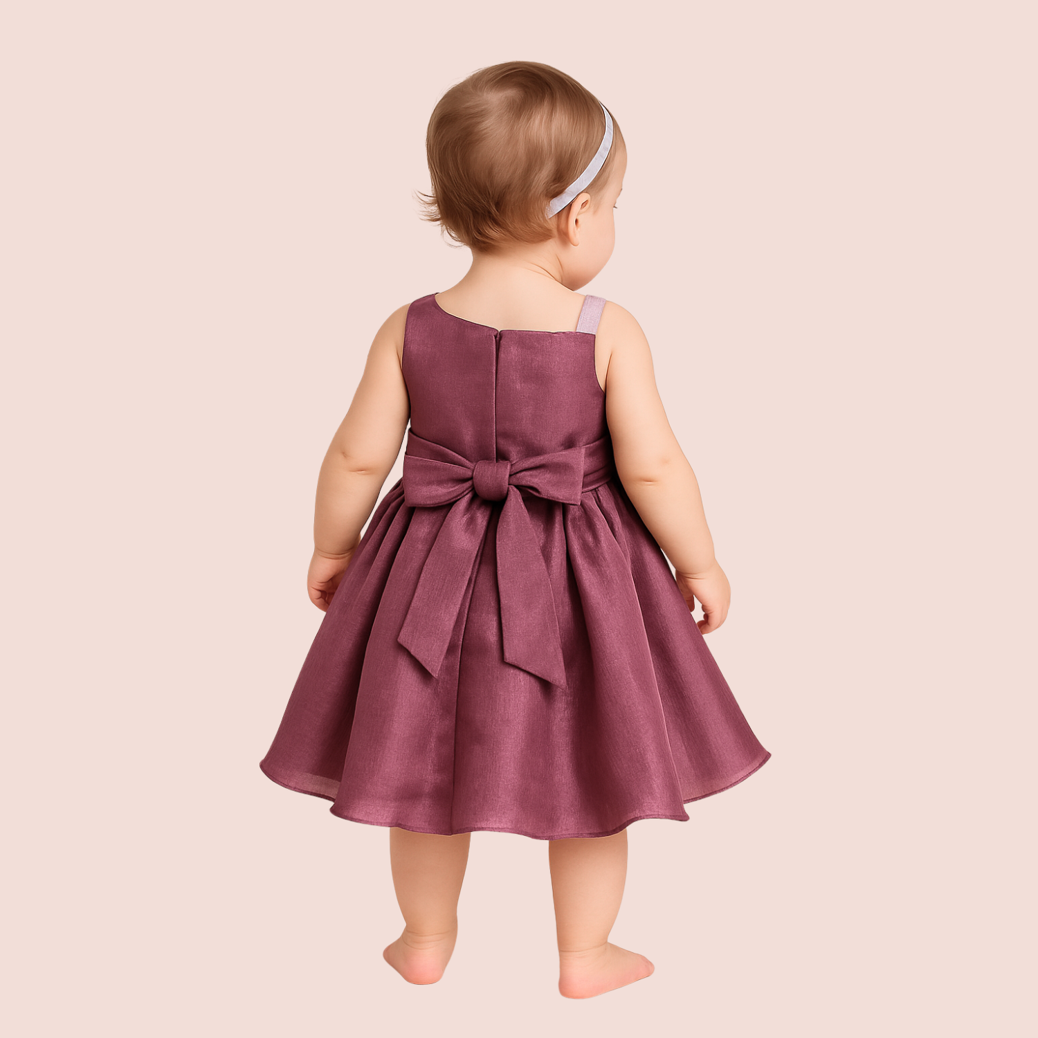 Smile Baby™ Premium One-Shoulder Party Frock for Girls – Soft Satin Shine Dress with Bow Back (1–4 Years)