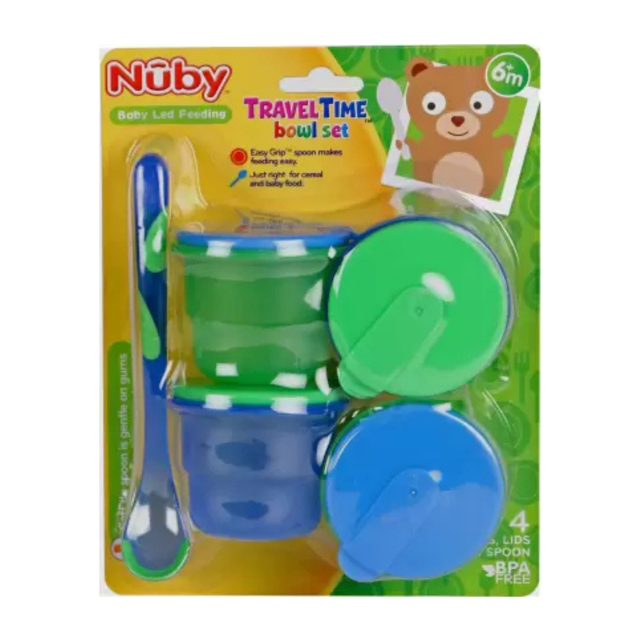 NUBY Travel Time Bowl Set of 4 bowls & 1 Spoon  (Multicolor)
