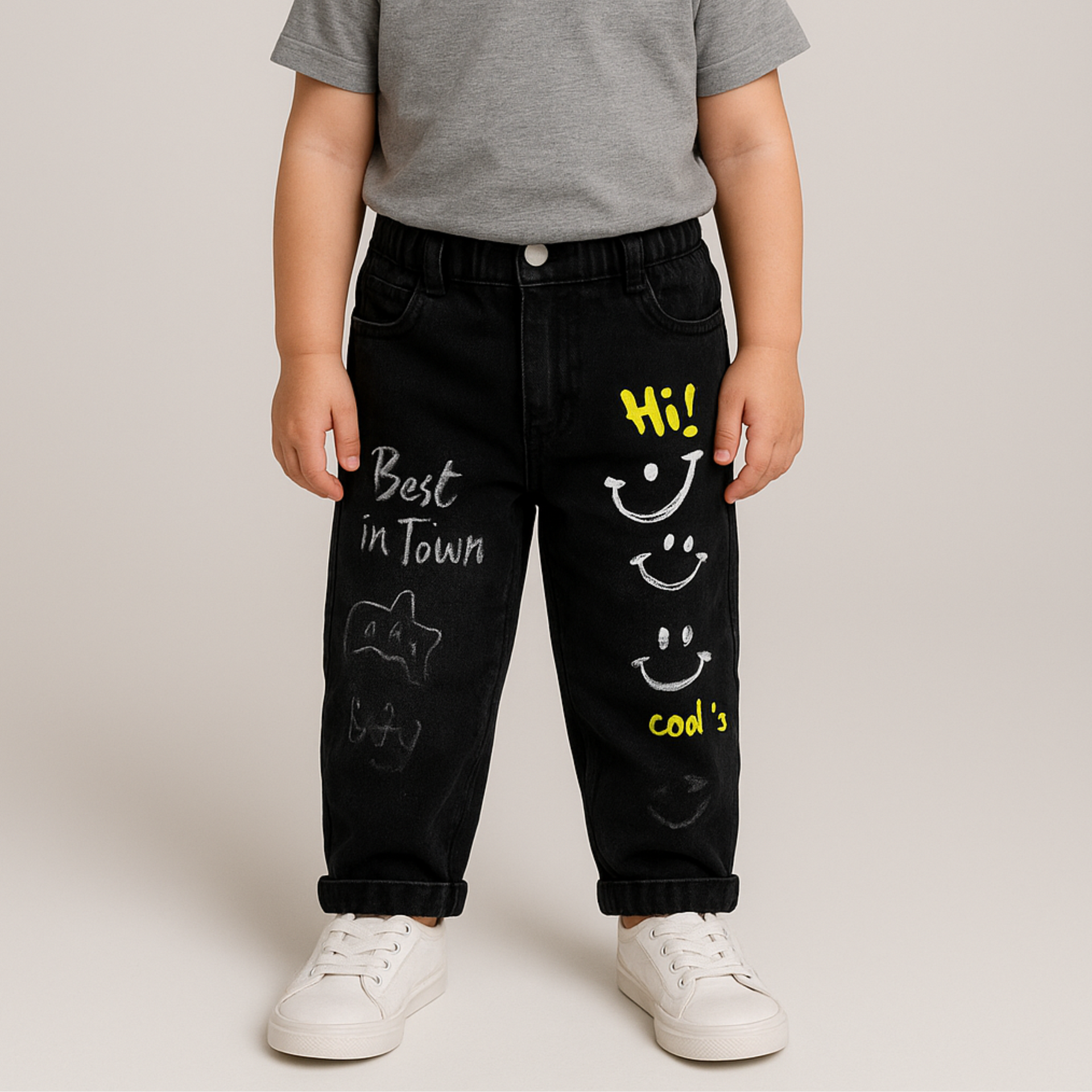 Smile Baby Boys Black Denim Jeans (Age 5–10 Years) – Stylish, Comfortable & Durable