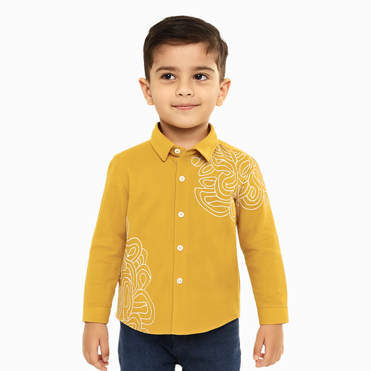 BLAZO Boys Mustard Linen Shirt | Age 1–12 Years