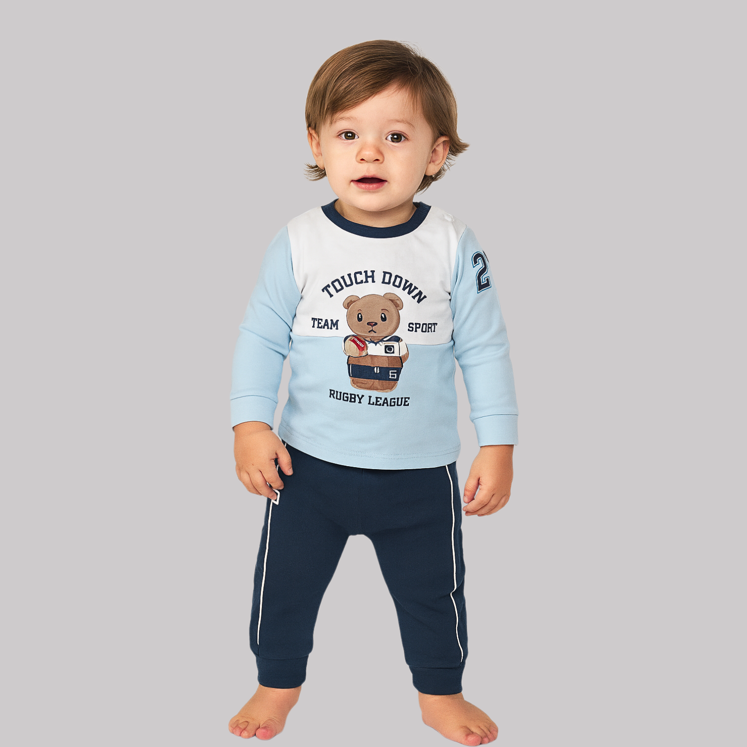OLLYPOP Touch Down Rugby League Full Sleeve Set – 0–4Y
