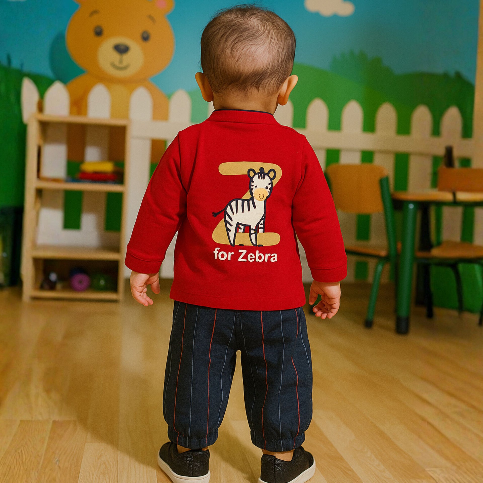 OLLYPOP Baby Boys Cotton “Z for Zebra” Full Sleeve Top & Stripe Pants Set (6–24 Months)