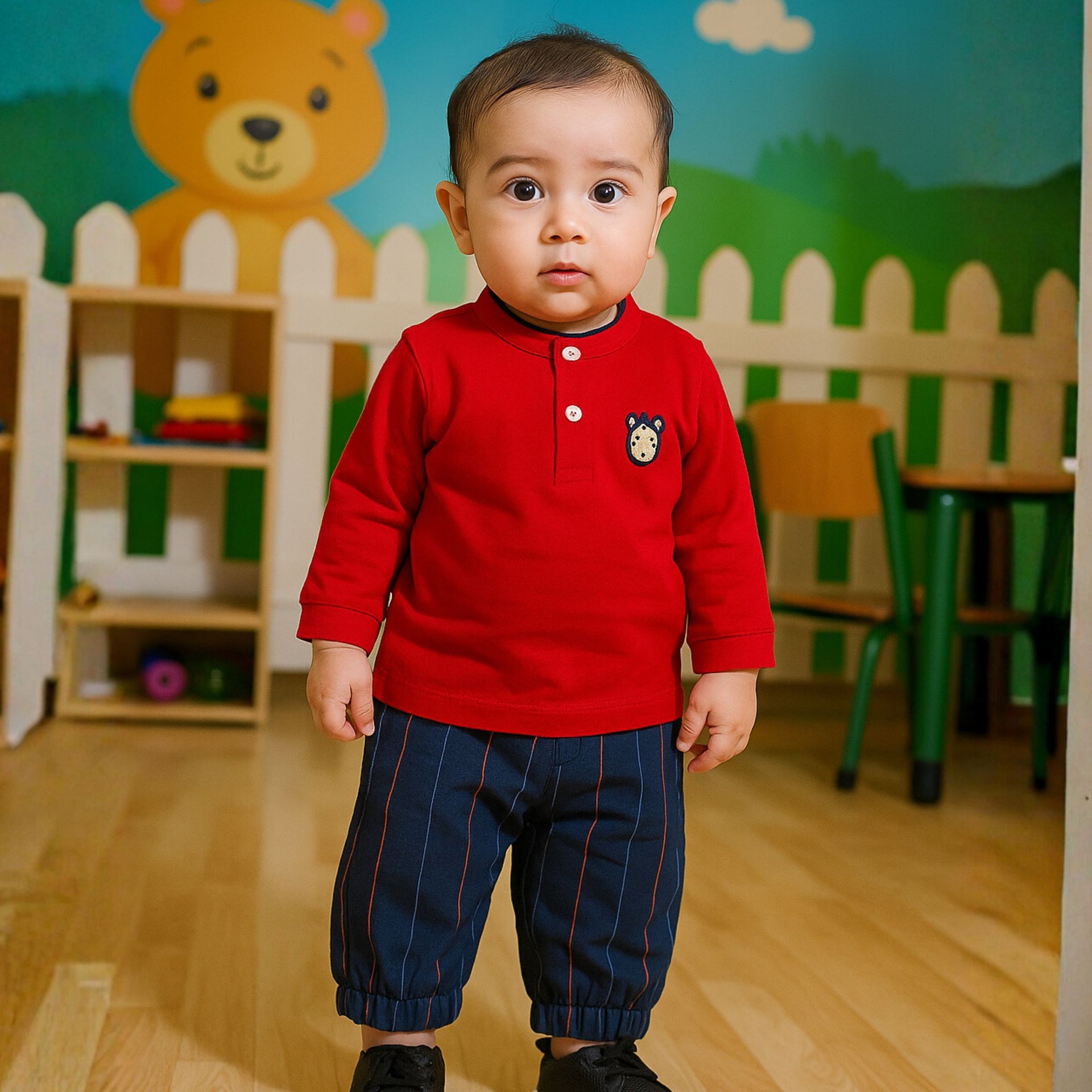 OLLYPOP Baby Boys Cotton “Z for Zebra” Full Sleeve Top & Stripe Pants Set (6–24 Months)