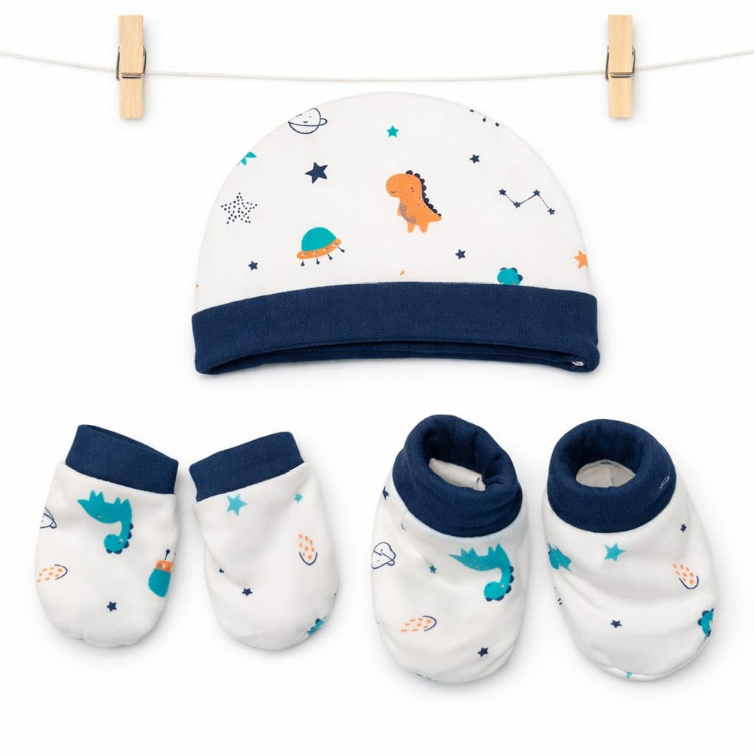 Smile Baby Newborn Cap, Mittens & Booties Set – Soft Cotton Head-to-Toe Comfort (0–12 Months)
