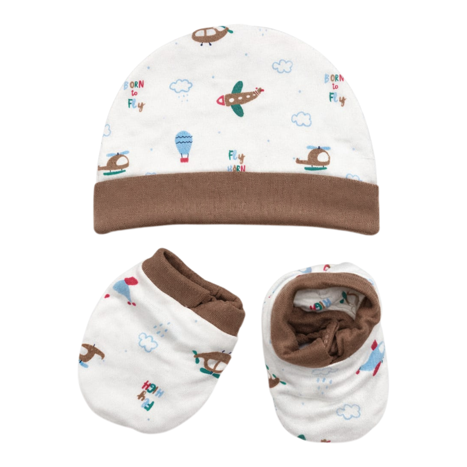 Smile Baby Newborn Cap, Mittens & Booties Set – Soft Cotton Head-to-Toe Comfort (0–12 Months)