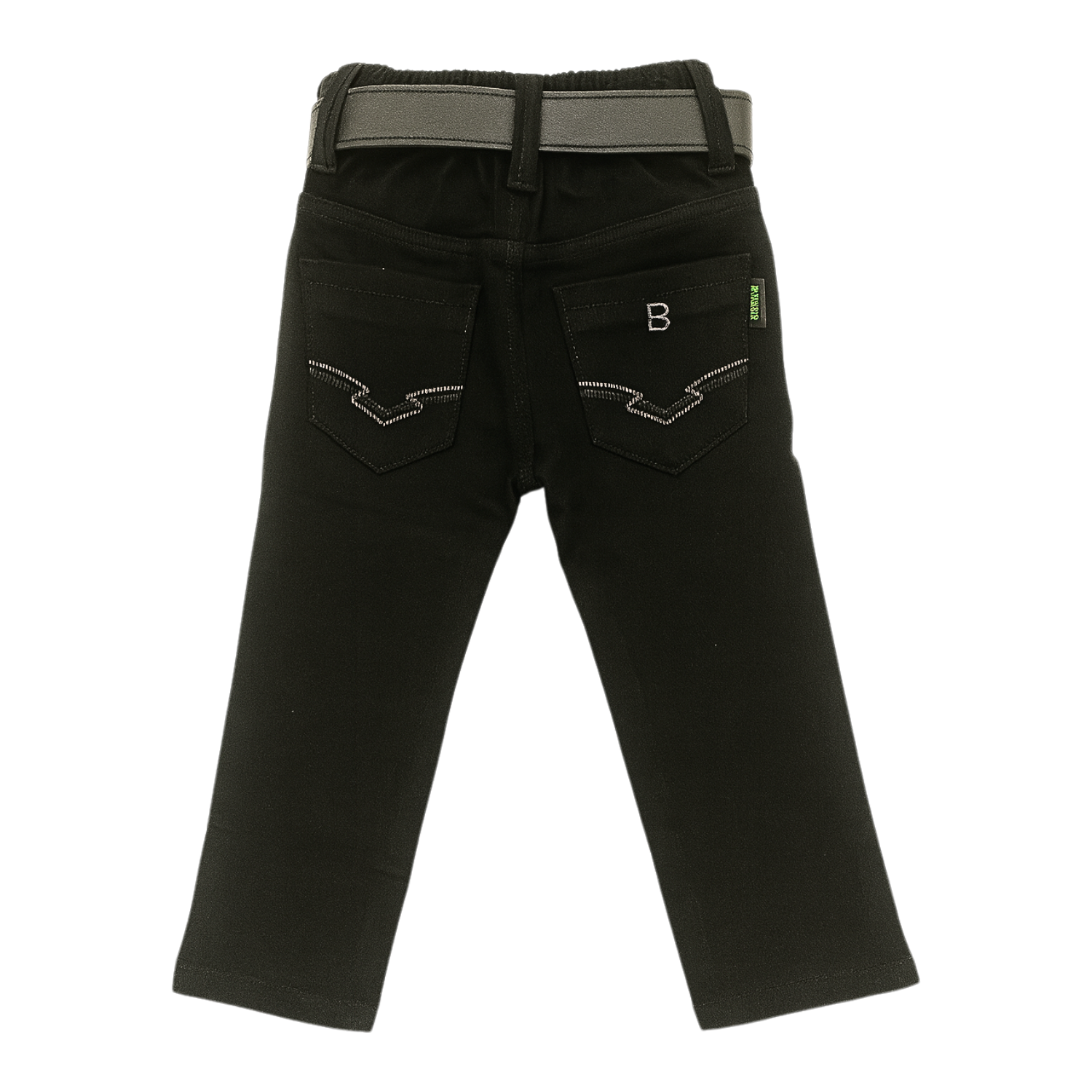 BAD BOYS Boys Black Stretch Pants with Belt – Stylish Slim Fit Trouser