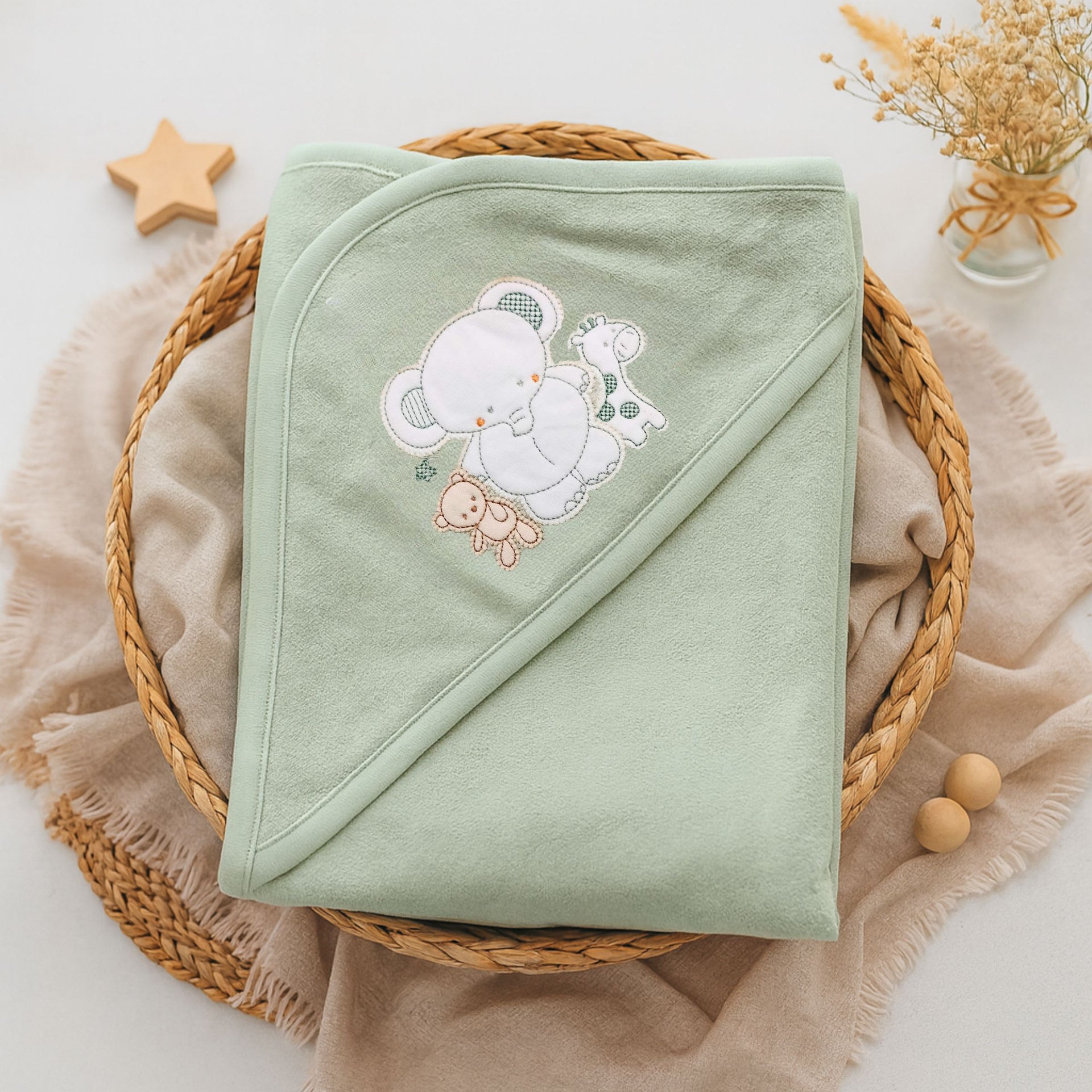 Smile Baby Newborn Hooded Towel – Ultra Soft 85×85 cm (Cream, L.Blue, L.Pink, Peach, Pista, Silver)