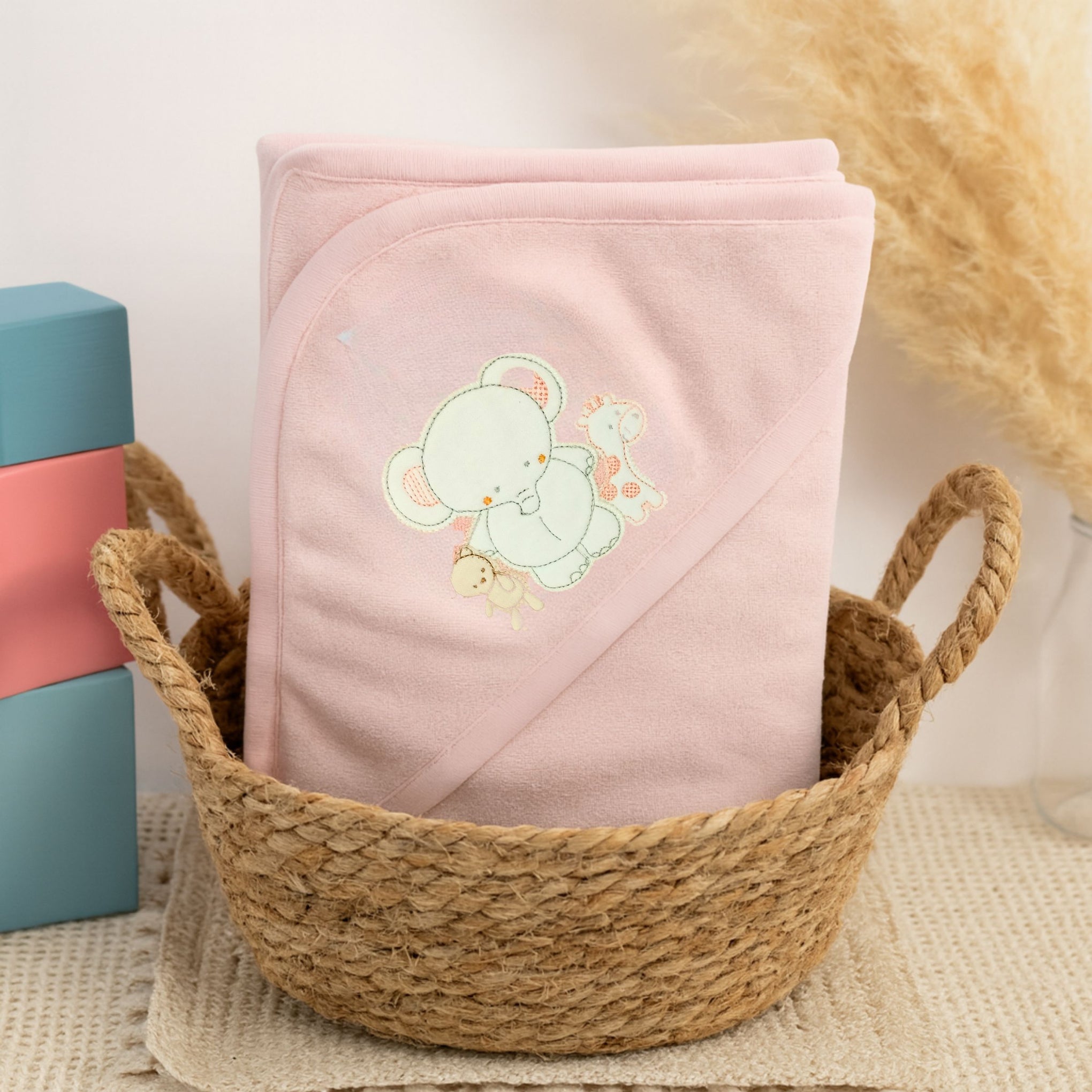 Smile Baby Newborn Hooded Towel – Ultra Soft 85×85 cm (Cream, L.Blue, L.Pink, Peach, Pista, Silver)