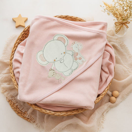 Smile Baby Newborn Hooded Towel – Ultra Soft 85×85 cm (Cream, L.Blue, L.Pink, Peach, Pista, Silver)