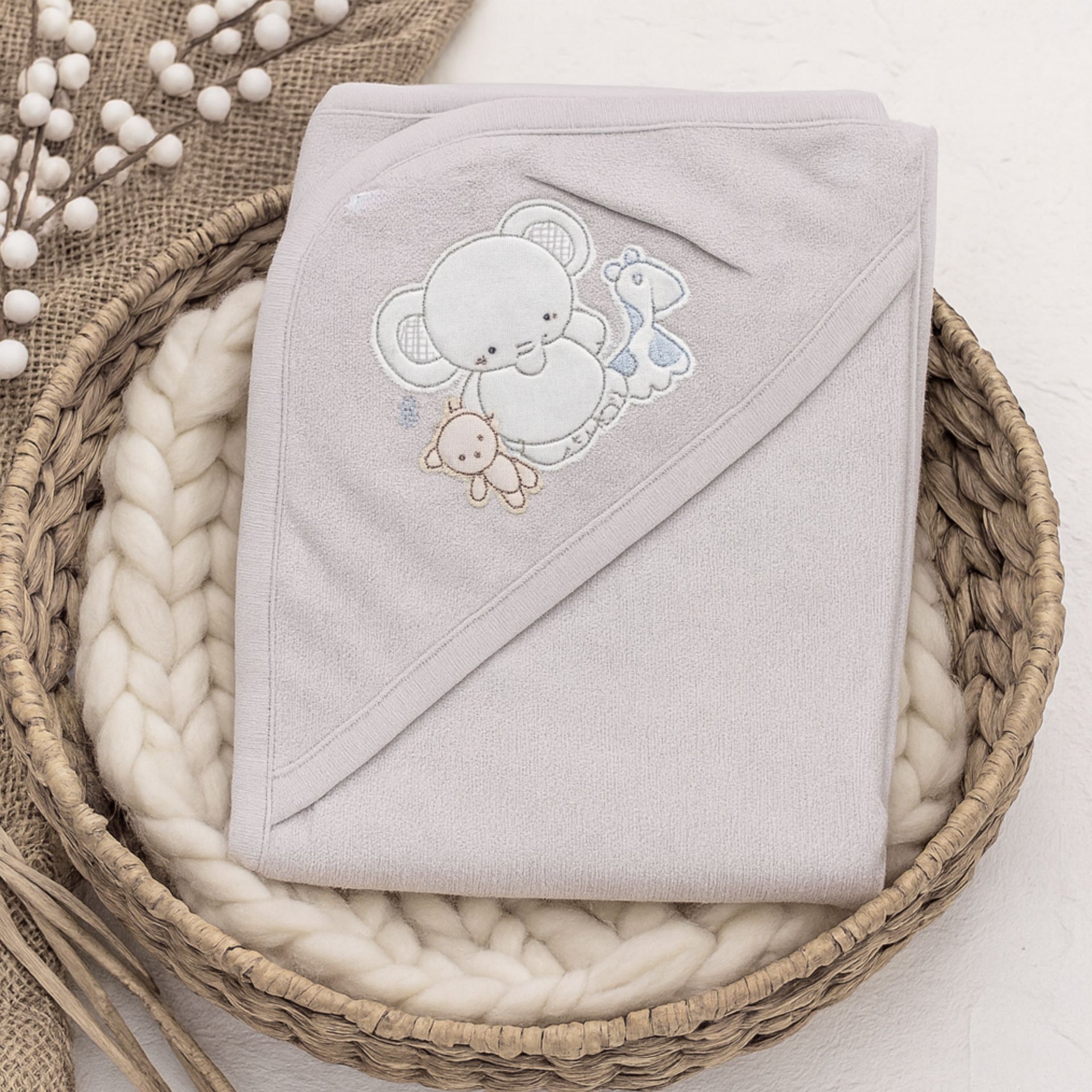 Smile Baby Newborn Hooded Towel – Ultra Soft 85×85 cm (Cream, L.Blue, L.Pink, Peach, Pista, Silver)